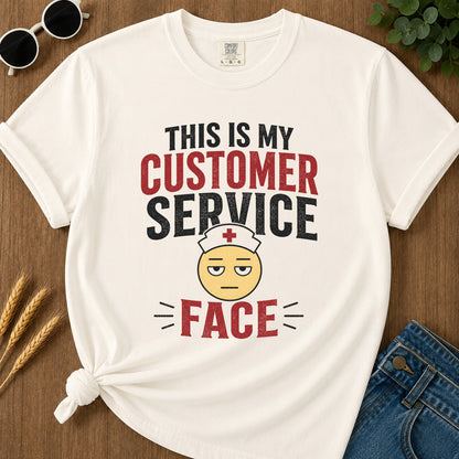 Customer Service Face T-Shirt - Ivory
