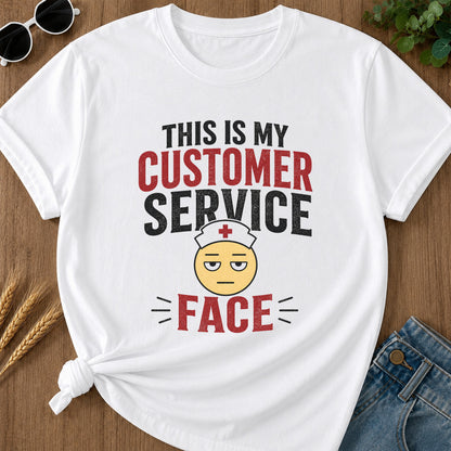 Customer Service Face T-Shirt - White