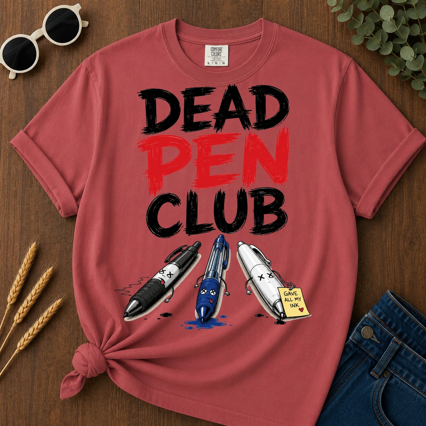 Dead Pen Club Red T-Shirt - Crimson