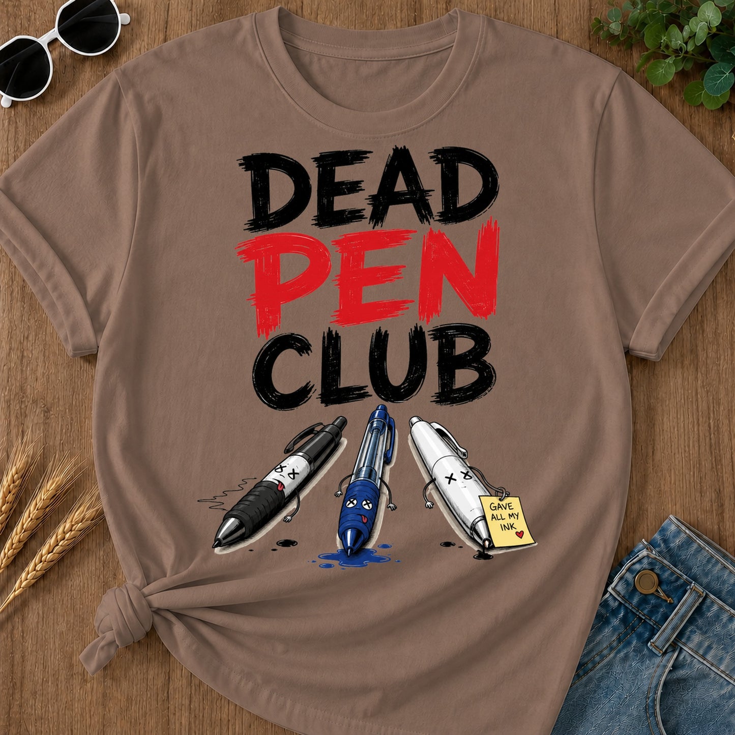Dead Pen Club Red T-Shirt - Espresso