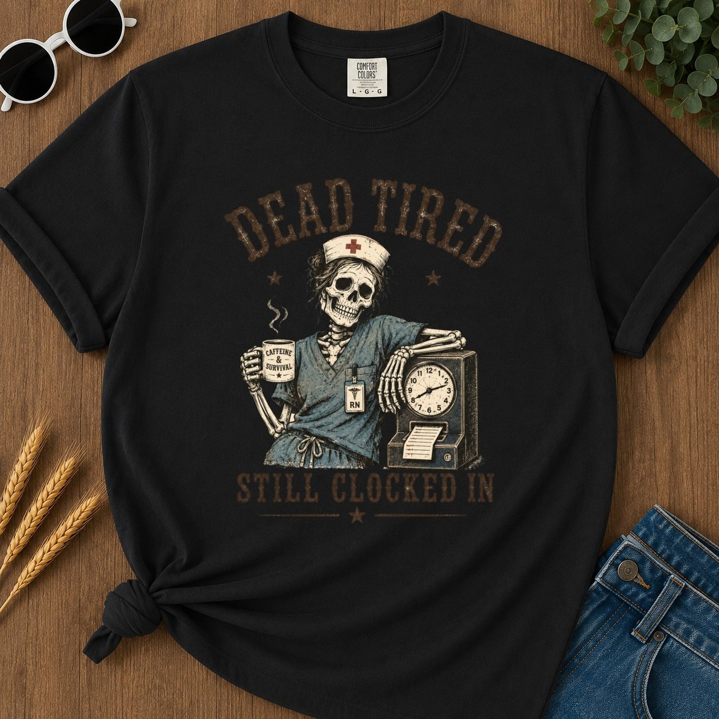 Dead Tired T-shirt - Black Mockup