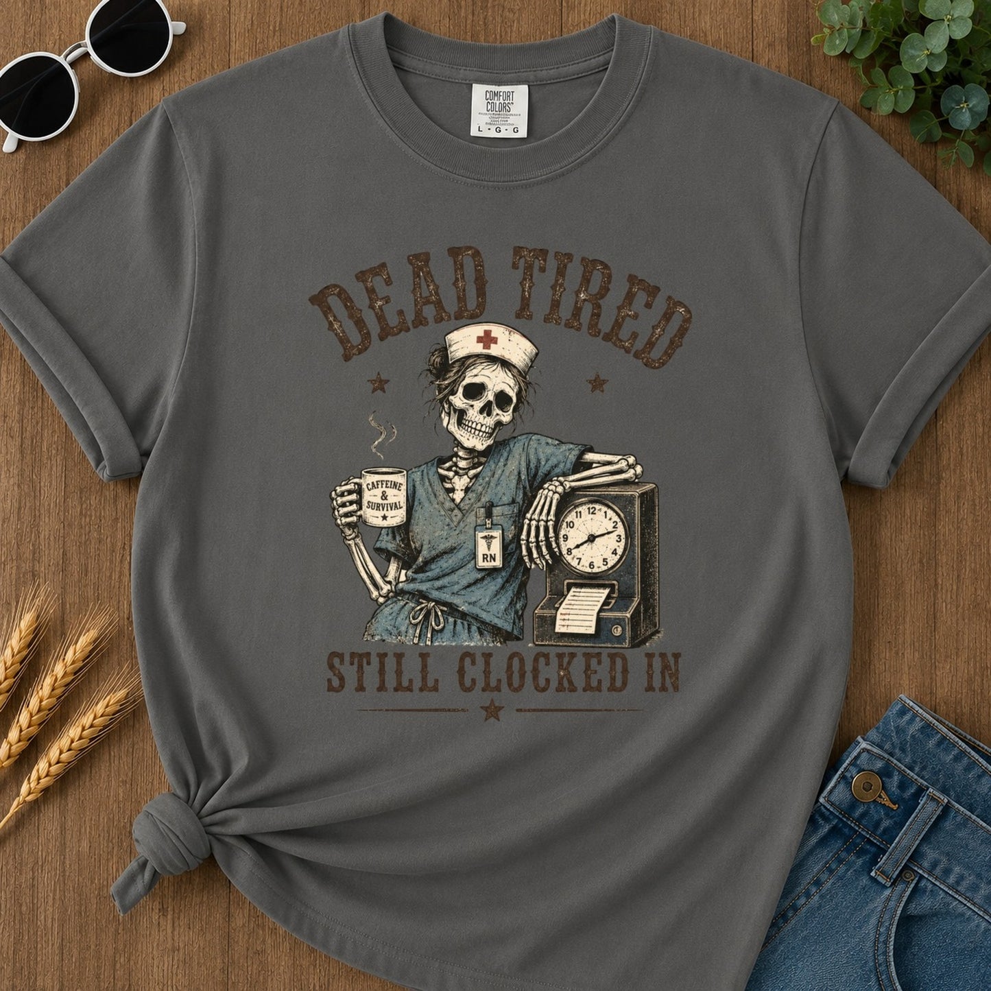 Dead Tired T-shirt - Pepper Mockup