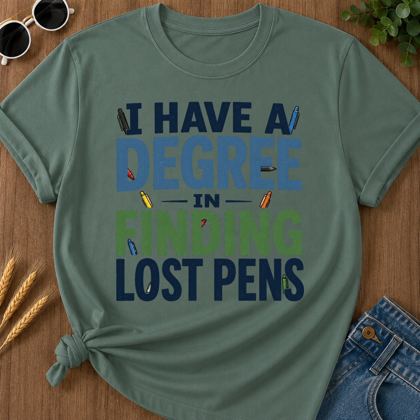Degree Finding Lost Pens T-Shirt - Blue Spruce