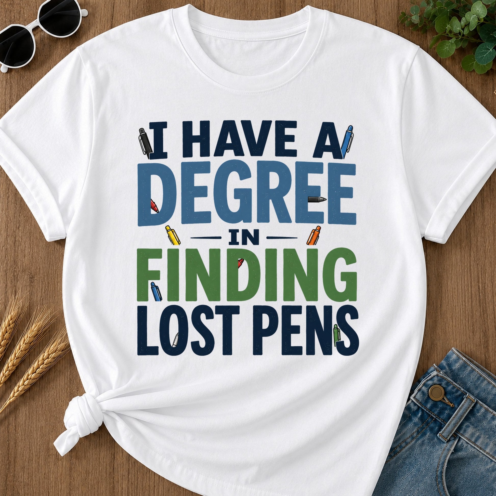 Degree Finding Lost Pens T-Shirt - White