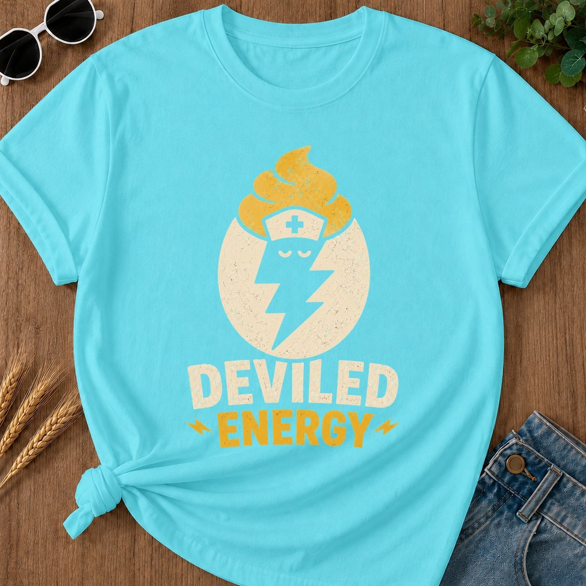 Deviled Energy 2 T-shirt - Lagoon Blue Mockup