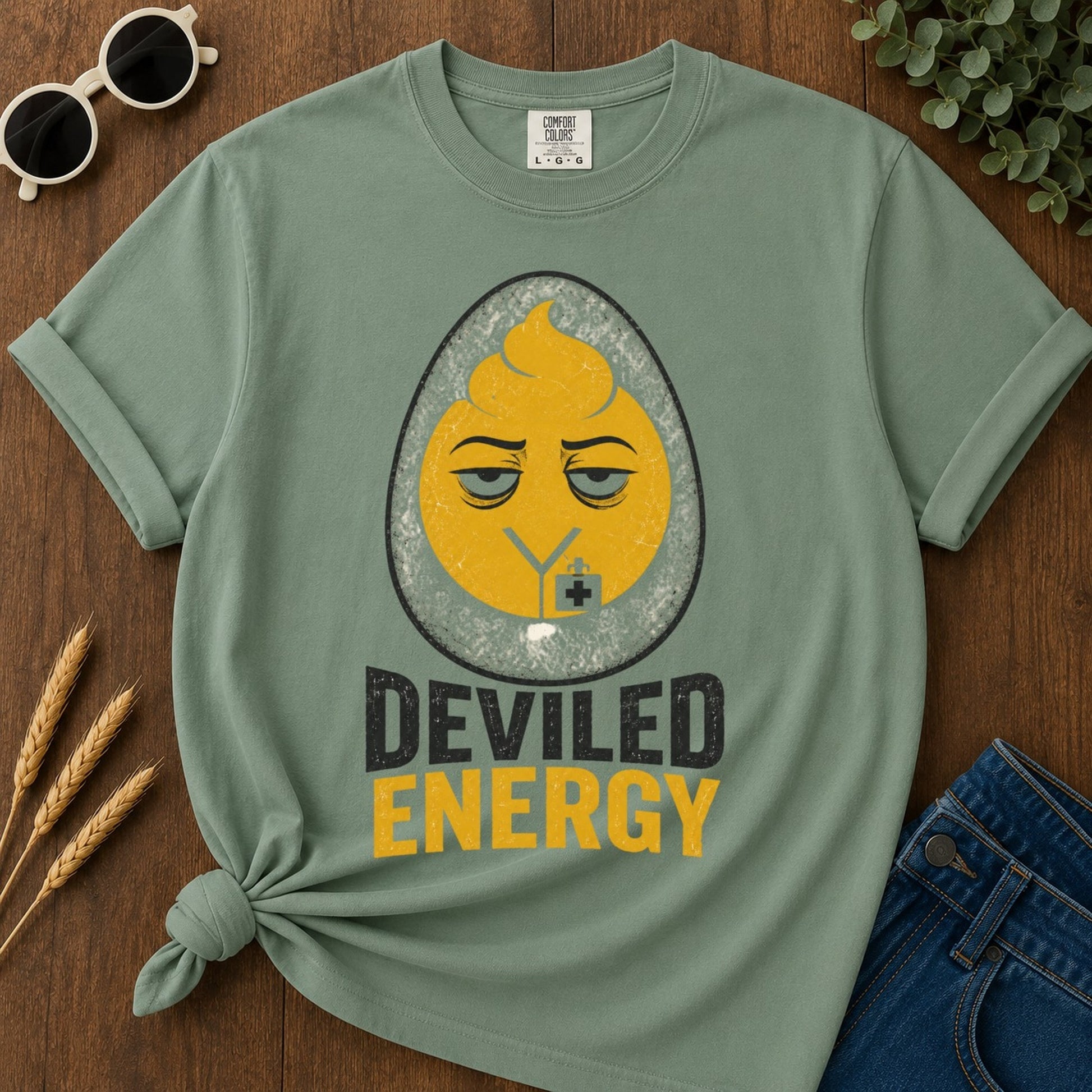 Deviled Energy T-shirt - Light Green Mockup