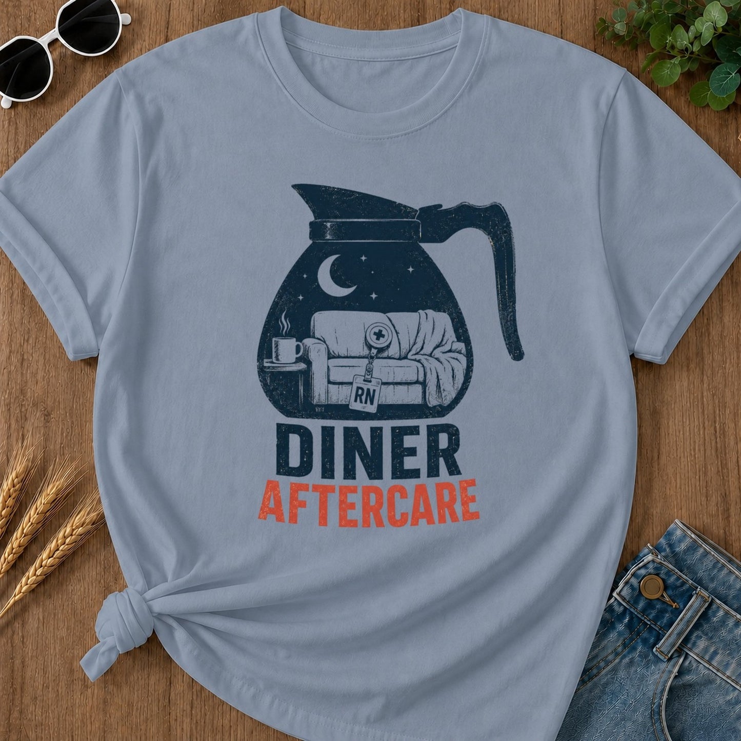 Diner Aftercare T-shirt - Blue Jean Mockup