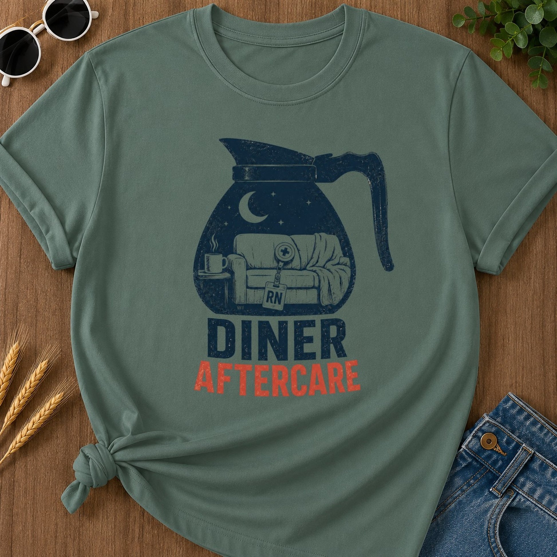 Diner Aftercare T-shirt - Blue Spruce Mockup