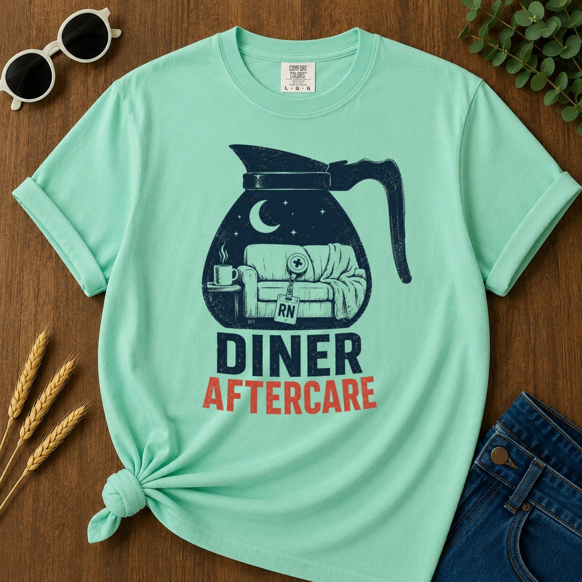 Diner Aftercare T-shirt - Island Reef Mockup