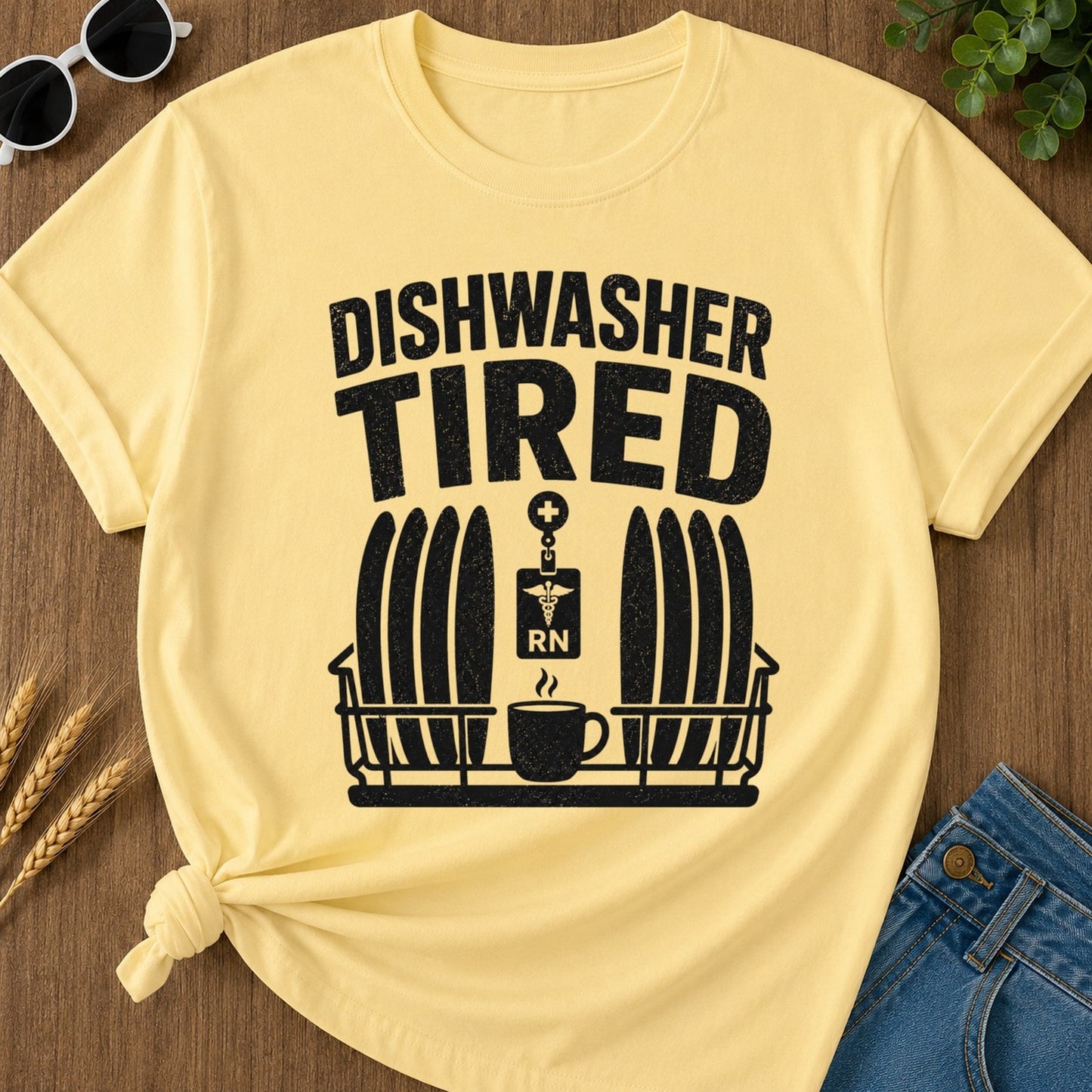 Dishwasher Tired T-shirt - Butter Mockup