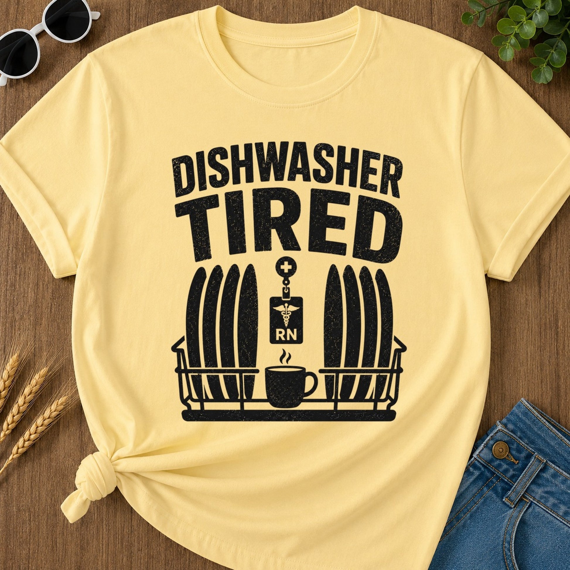 Dishwasher Tired T-shirt - Butter Mockup