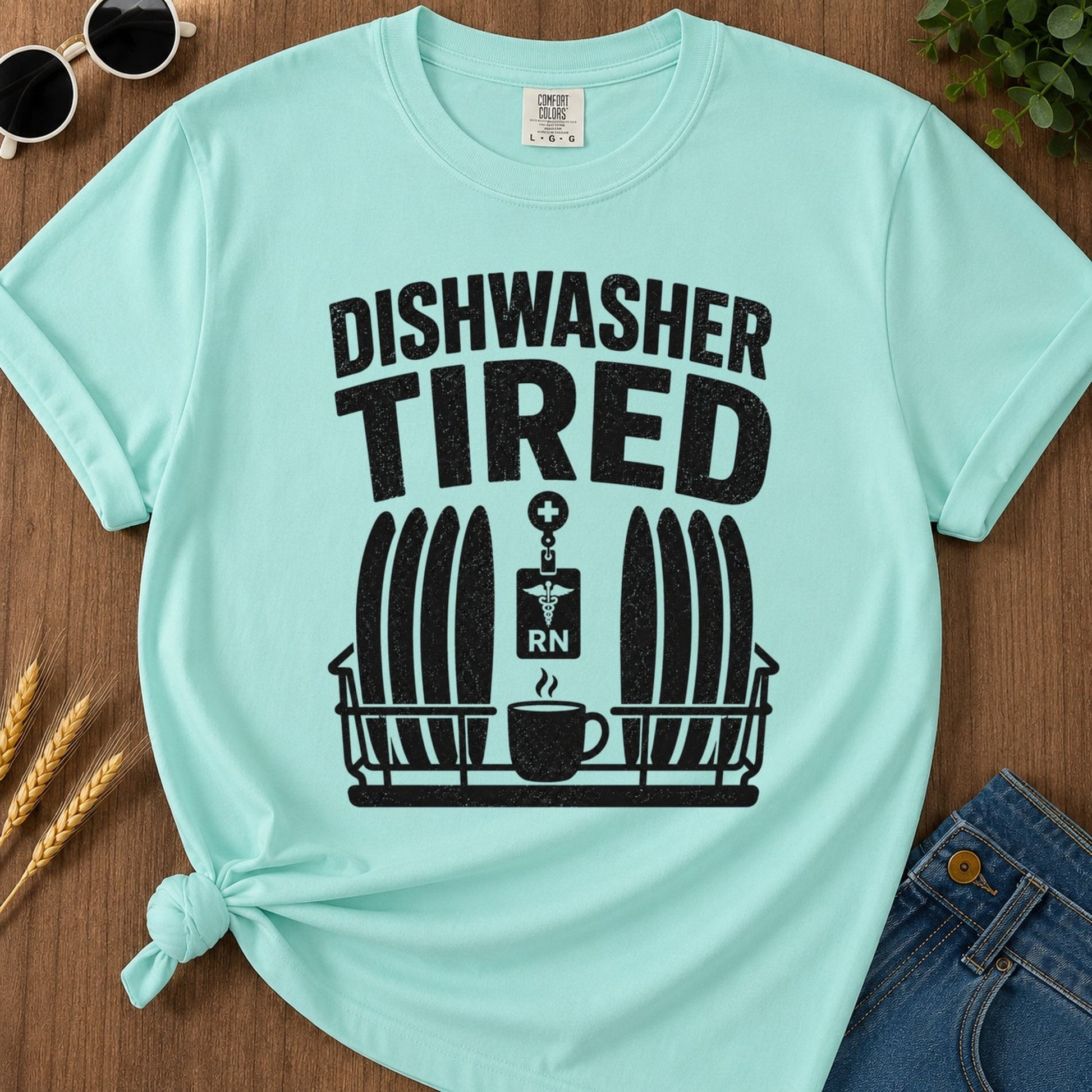 Dishwasher Tired T-shirt - Chalky Mint Mockup