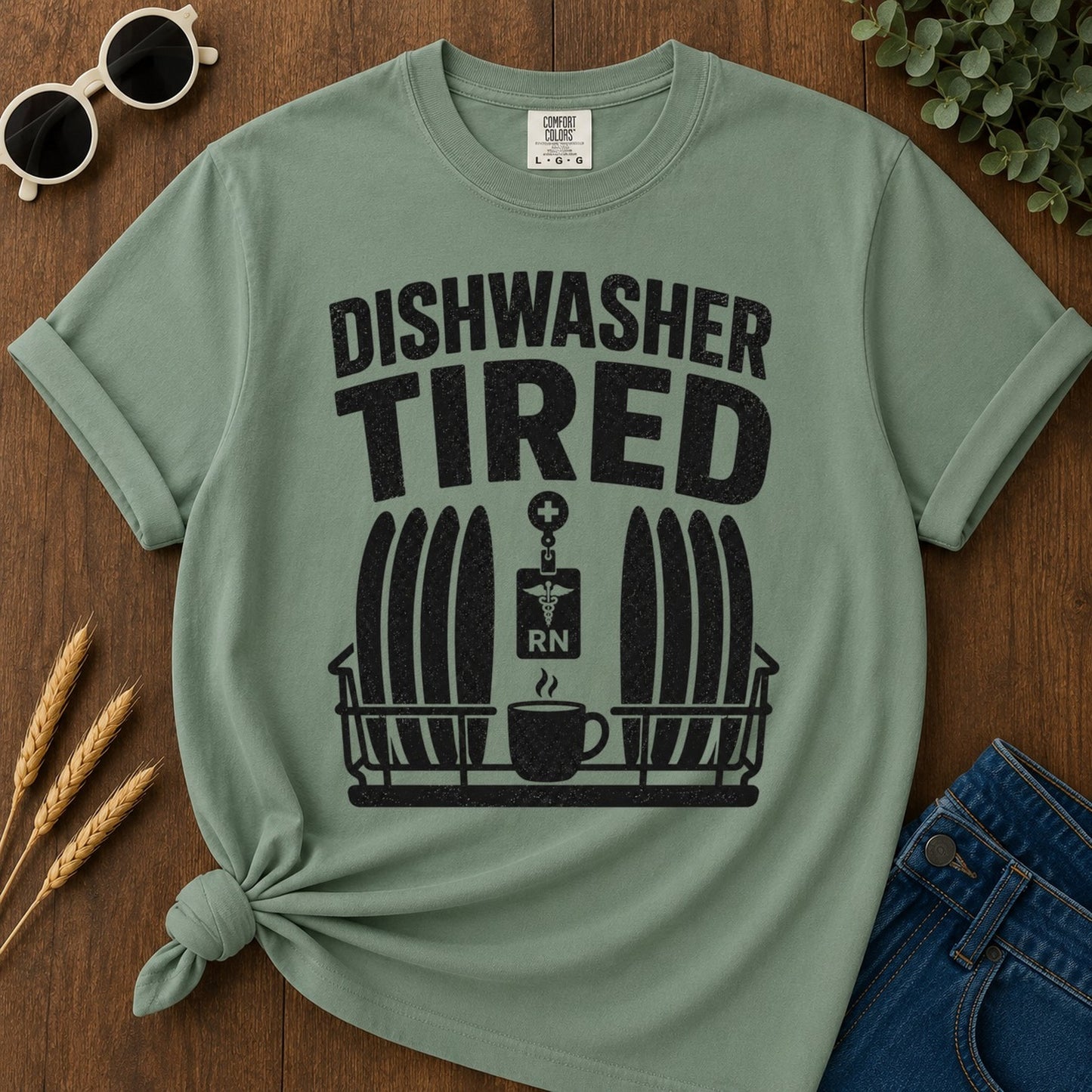 Dishwasher Tired T-shirt - Light Green Mockup