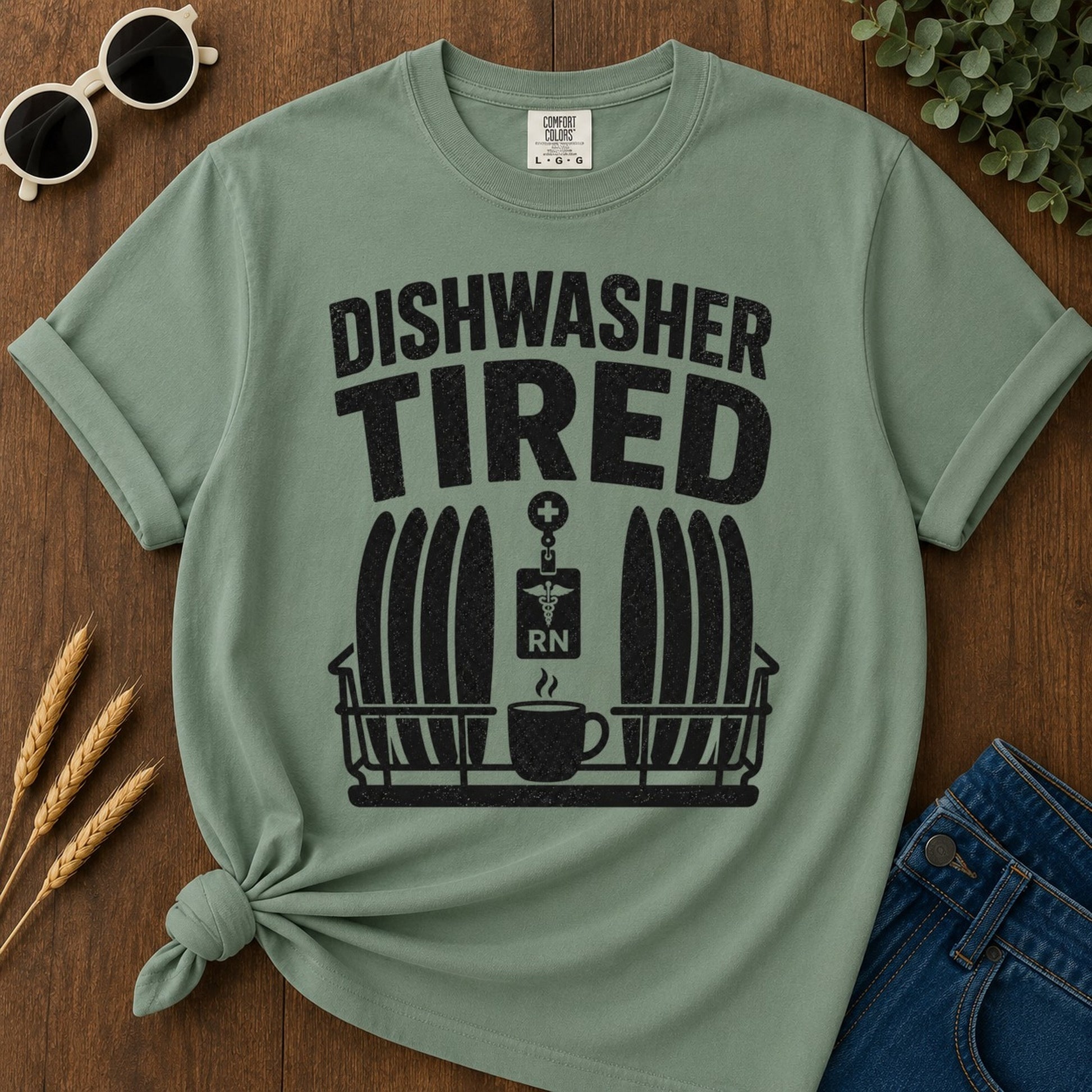 Dishwasher Tired T-shirt - Light Green Mockup