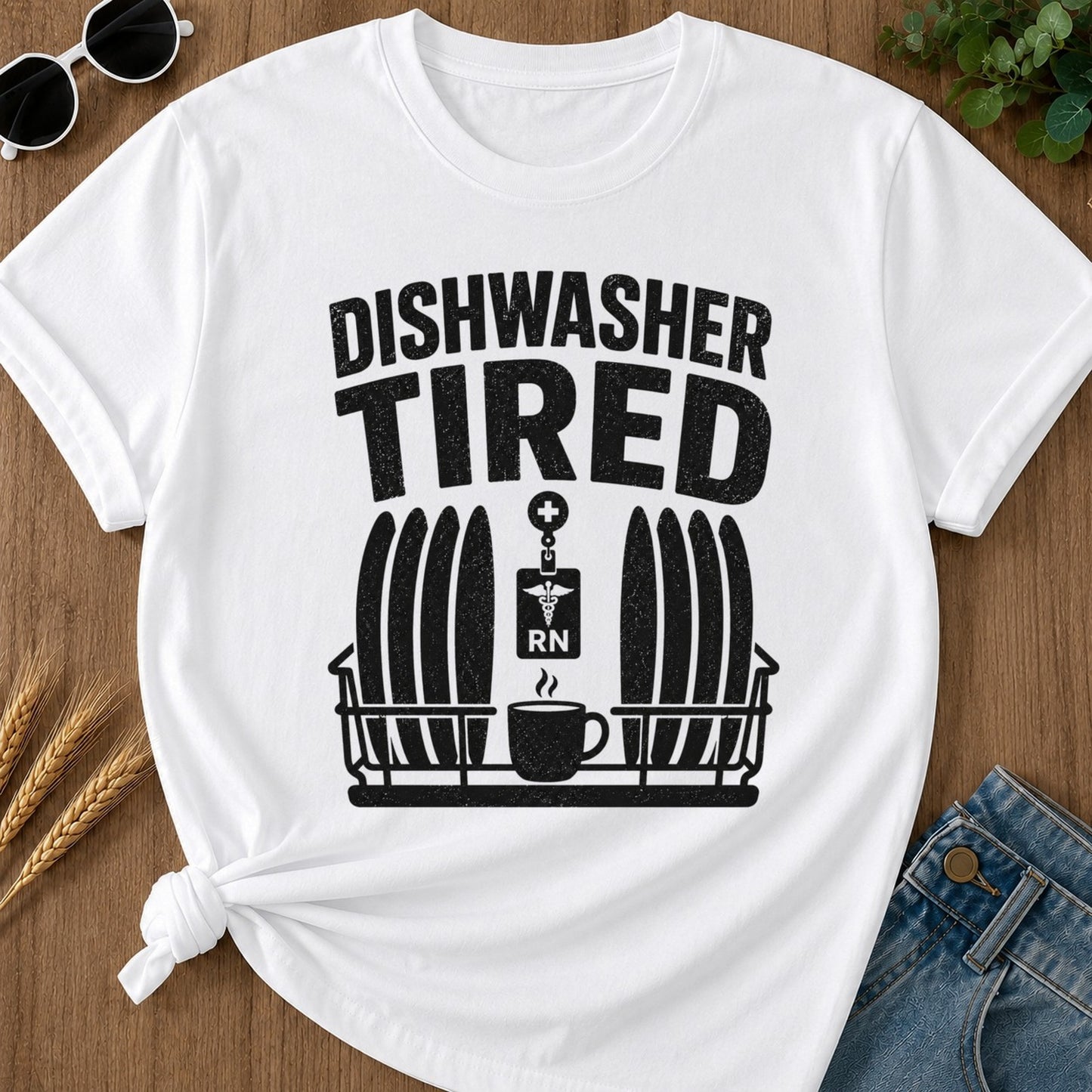Dishwasher Tired T-shirt - White Mockup