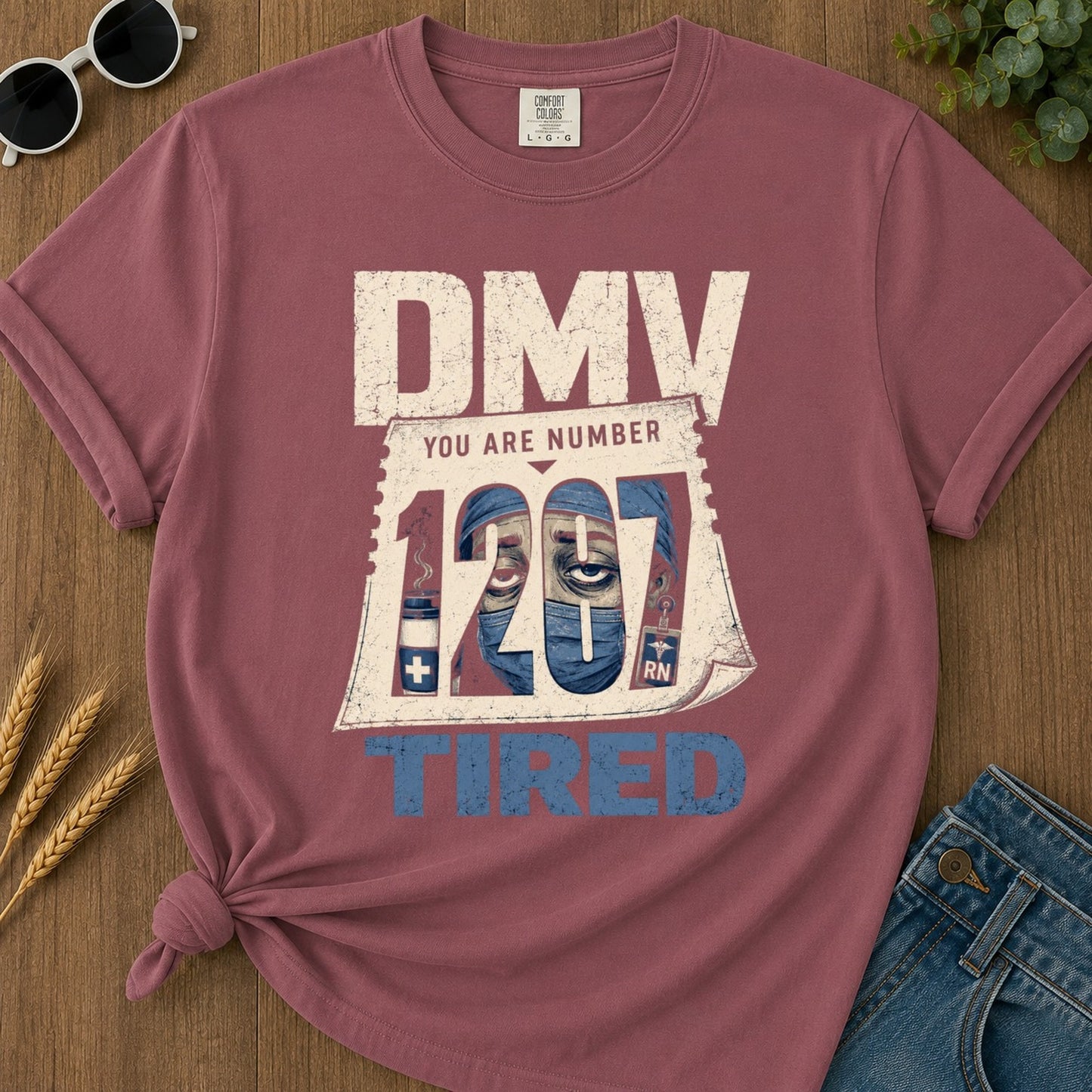 Dmv Tired 2 T-shirt - Brick Mockup