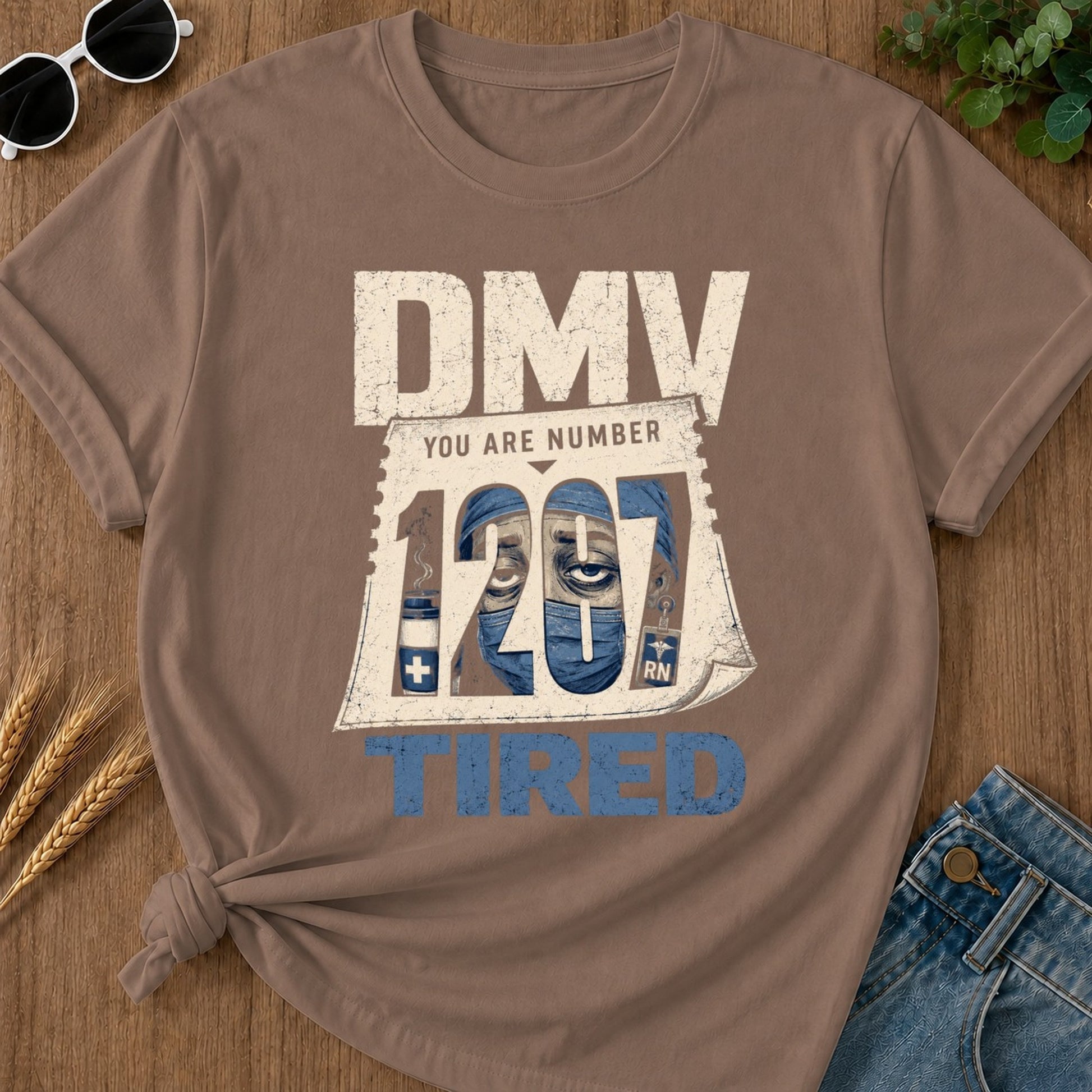 Dmv Tired 2 T-shirt - Espresso Mockup