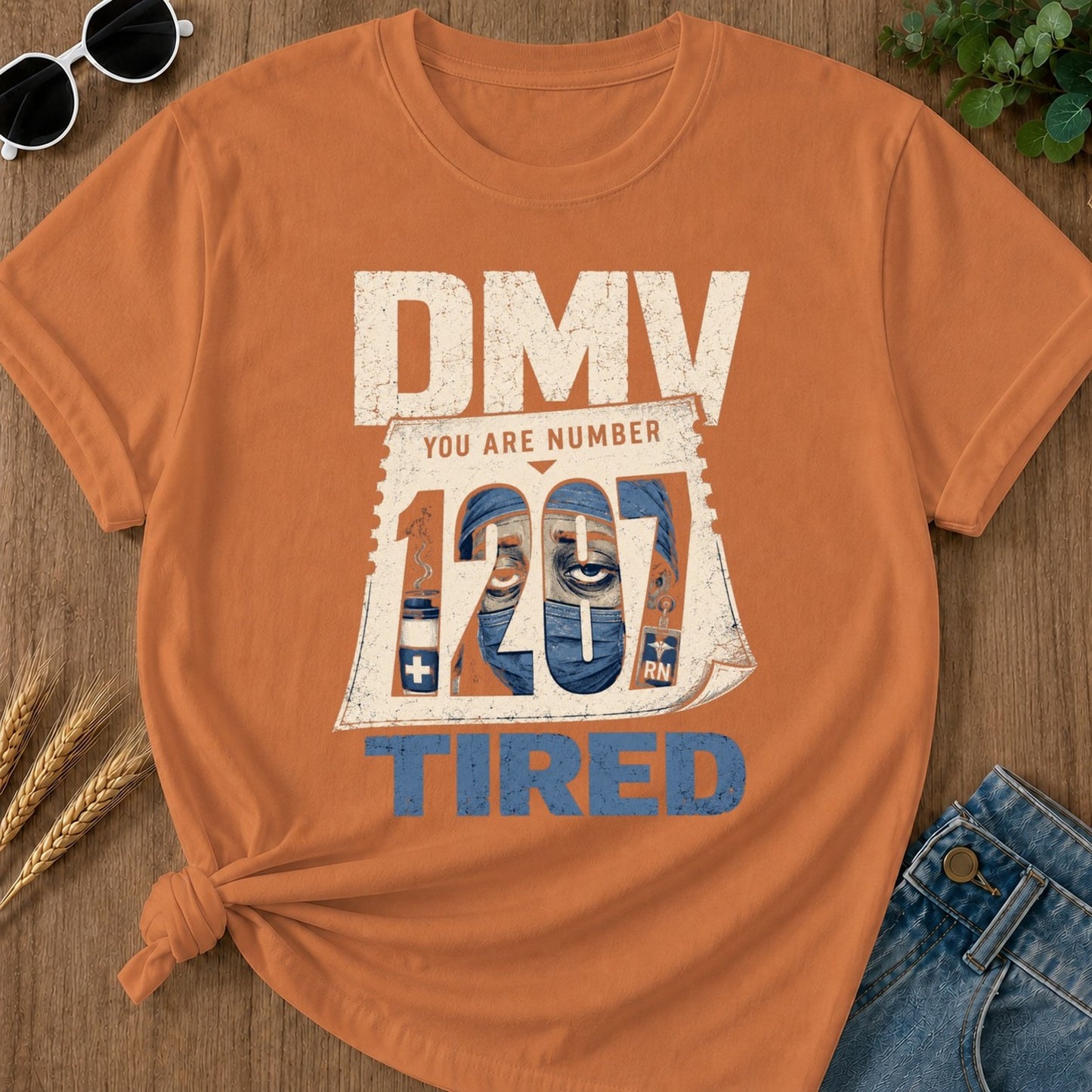 Dmv Tired 2 T-shirt - Yam Mockup