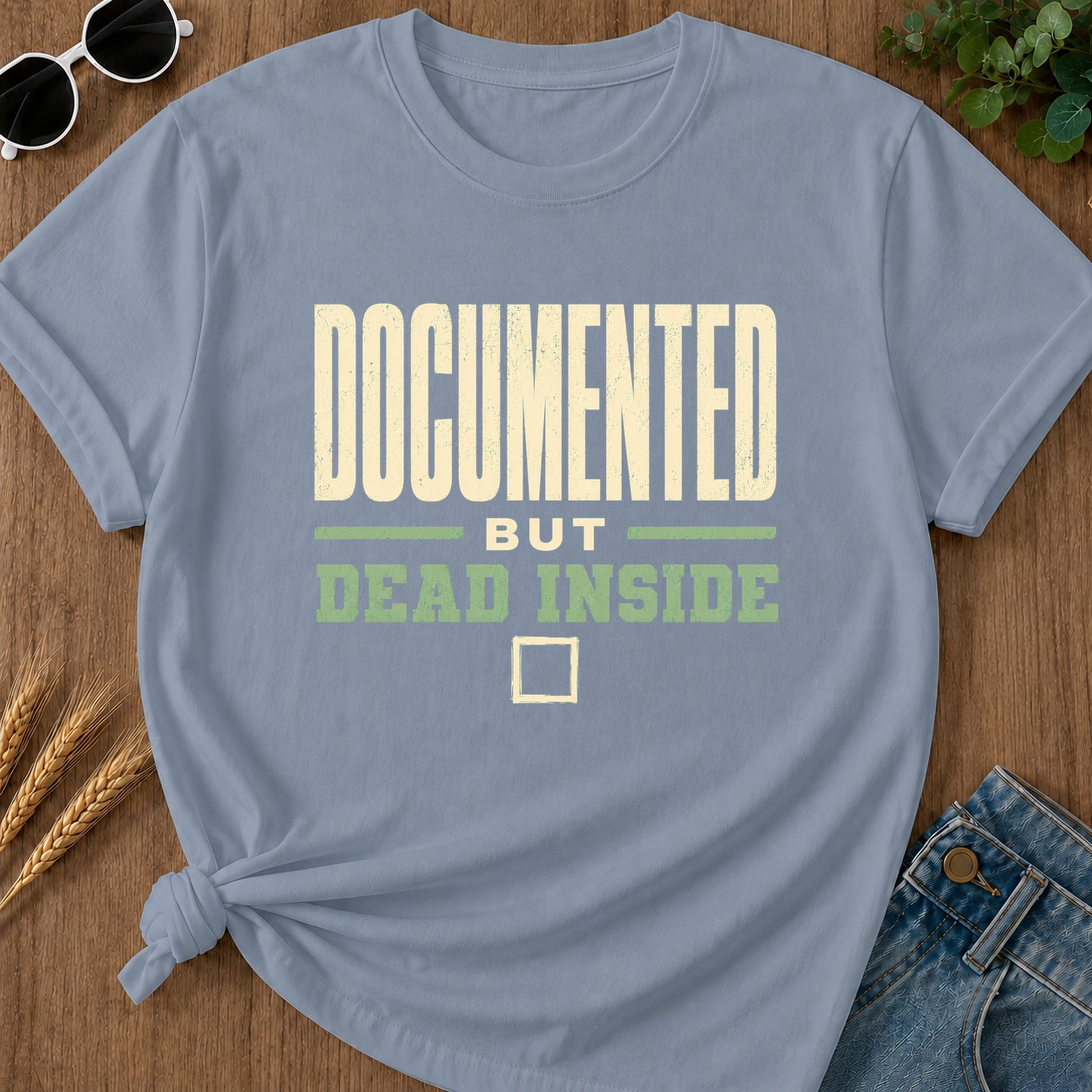 Documented Dead Inside T-Shirt - Blue Jean