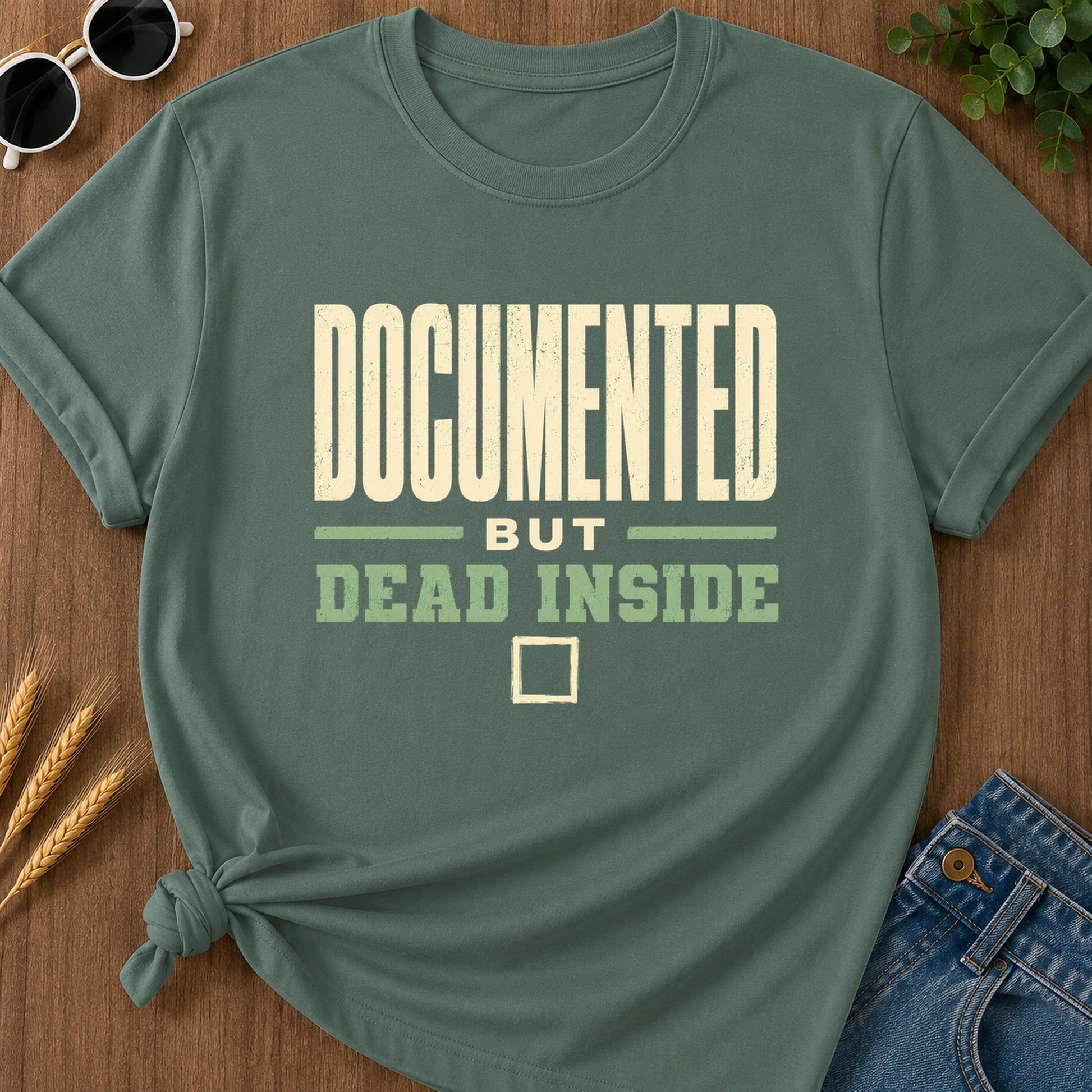 Documented Dead Inside T-Shirt - Blue Spruce