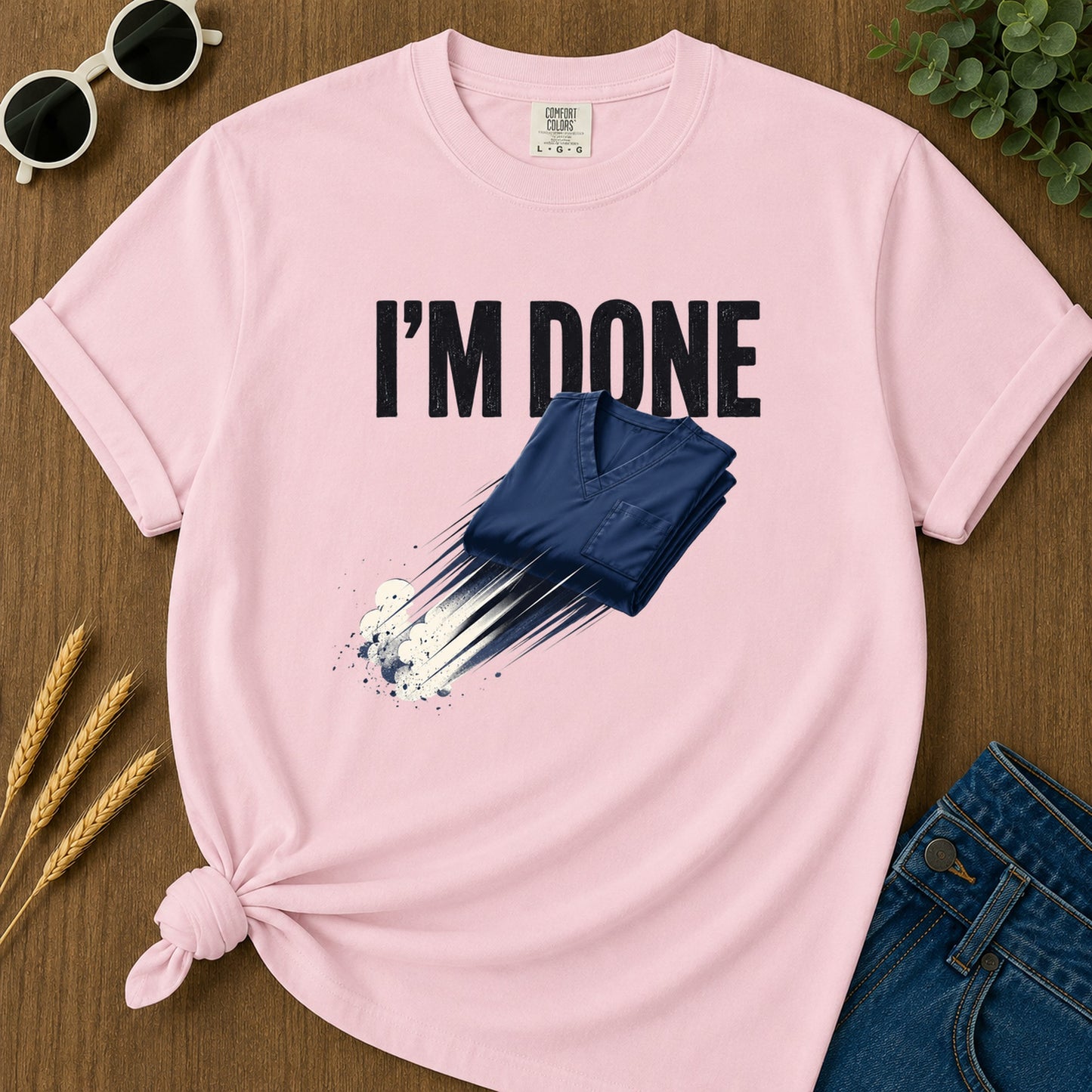 Done Flying Scrubs T-Shirt - Blossom