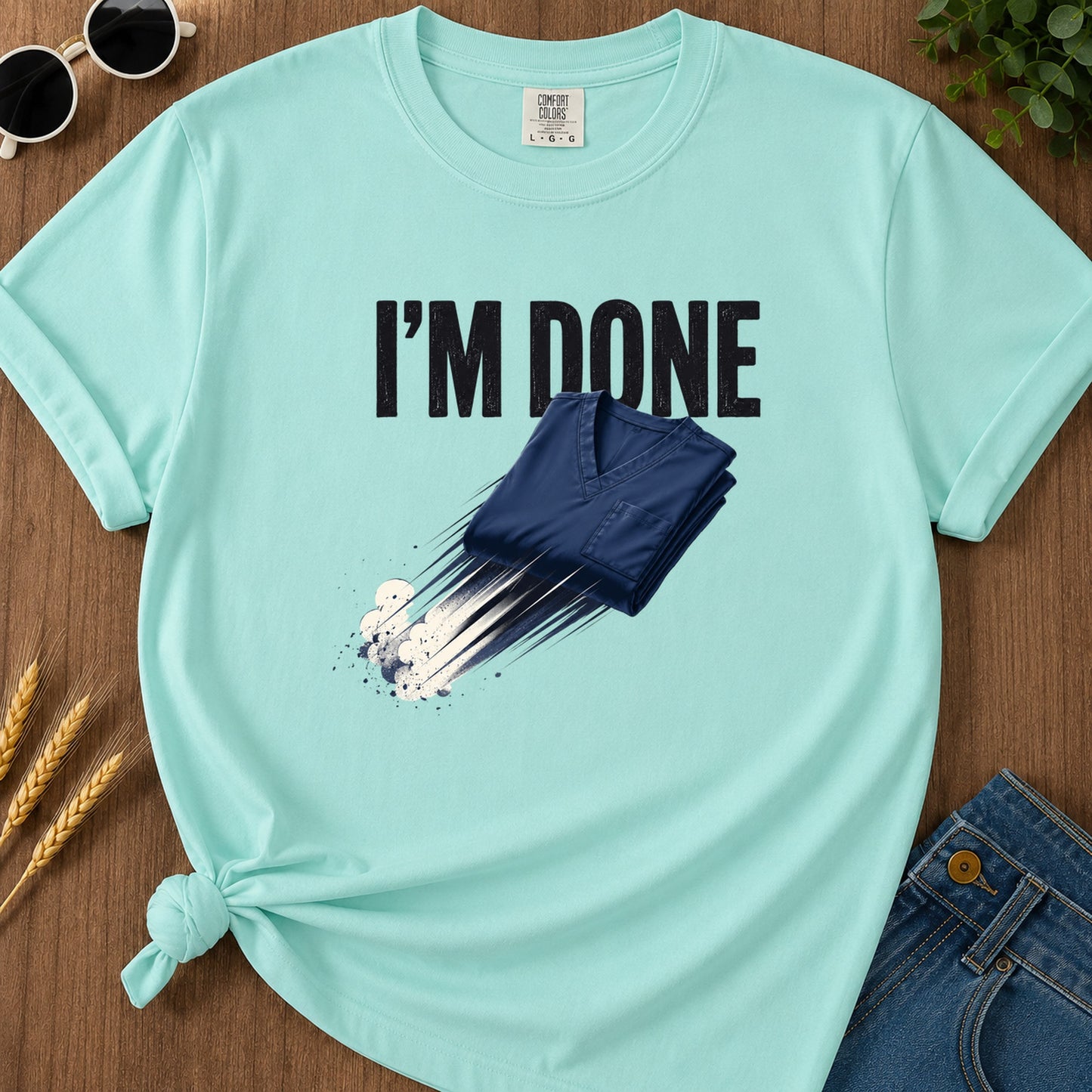 Done Flying Scrubs T-Shirt - Chalky Mint
