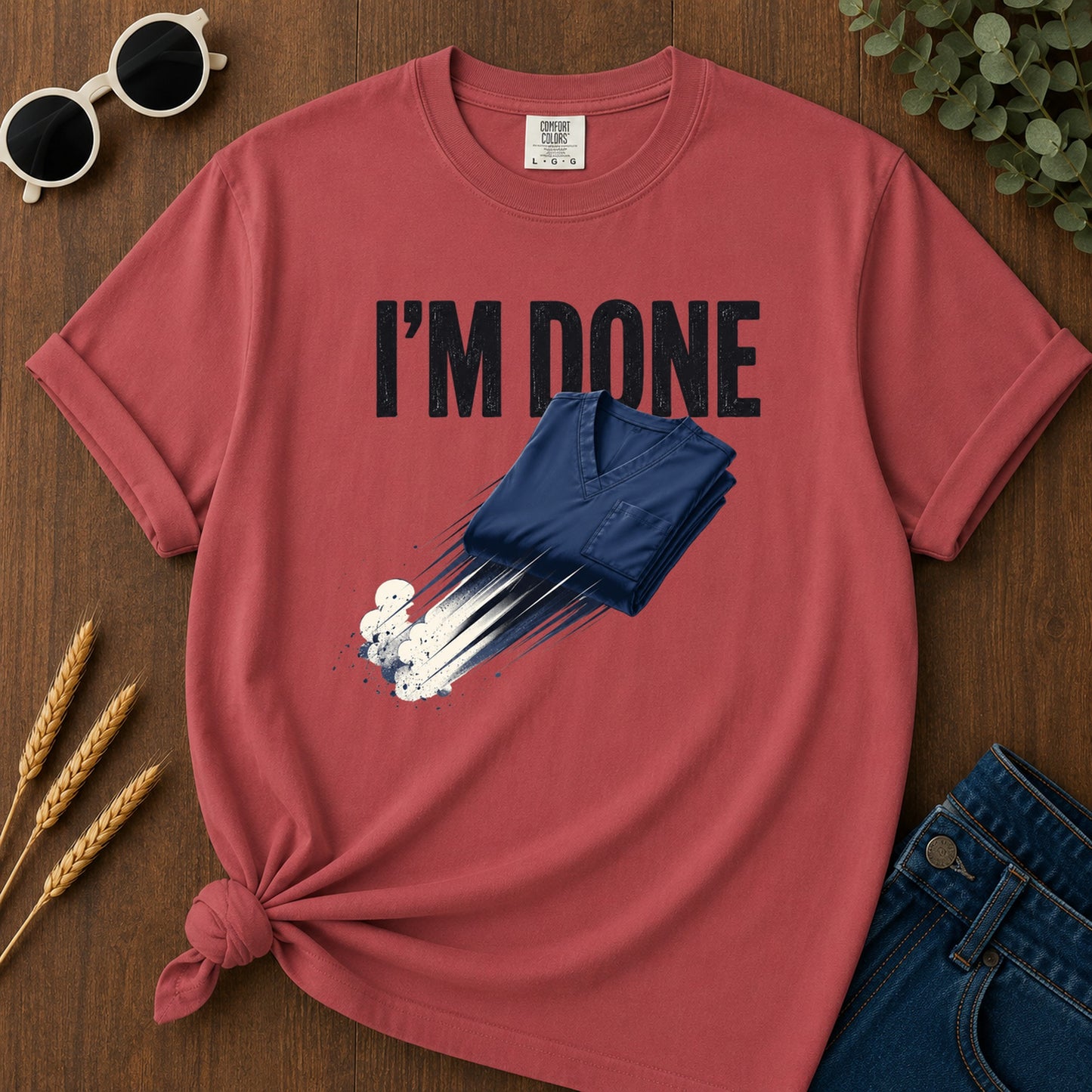 Done Flying Scrubs T-Shirt - Crimson