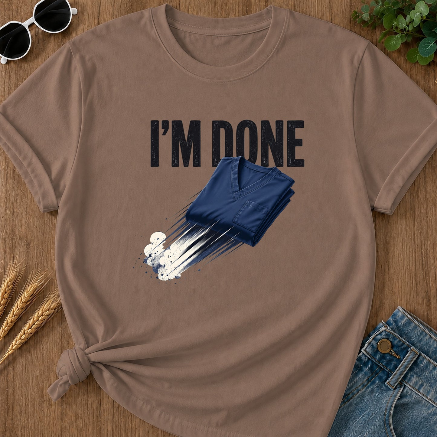 Done Flying Scrubs T-Shirt - Espresso
