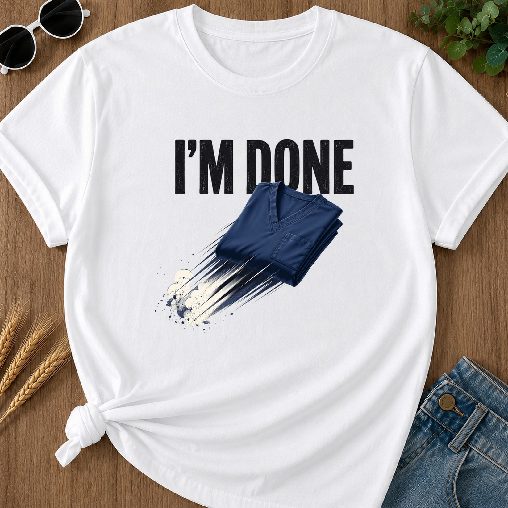 Done Flying Scrubs T-Shirt - White
