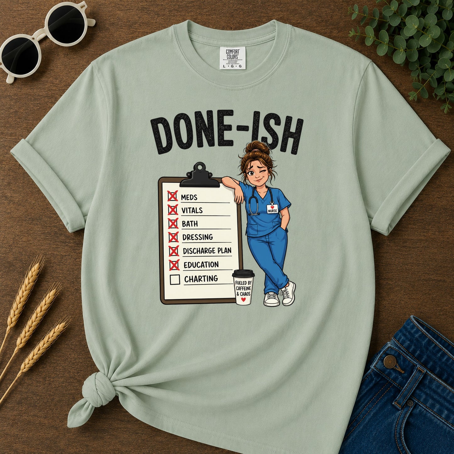 Done Ish Charting Checklist T-Shirt - Bay