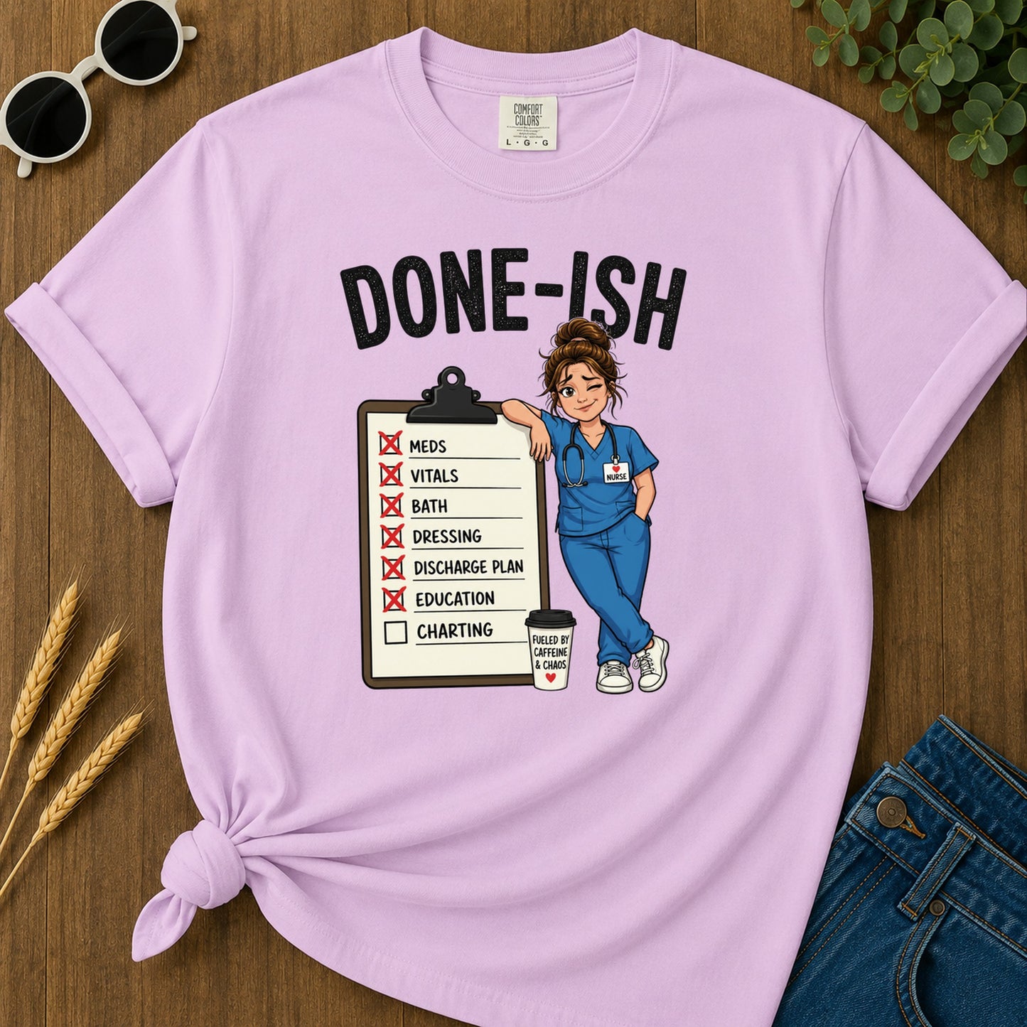 Done Ish Charting Checklist T-Shirt - Orchid