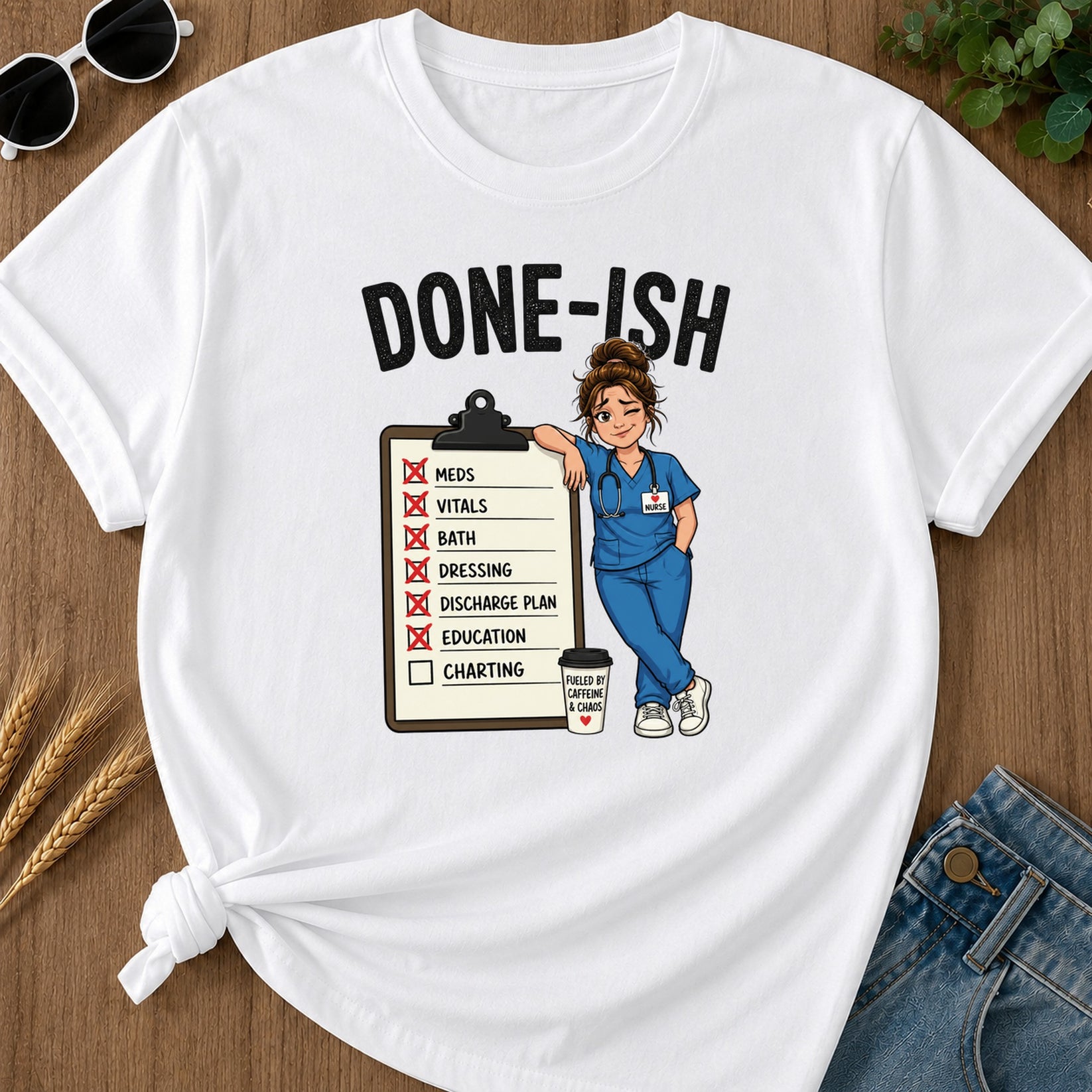 Done Ish Charting Checklist T-Shirt - White