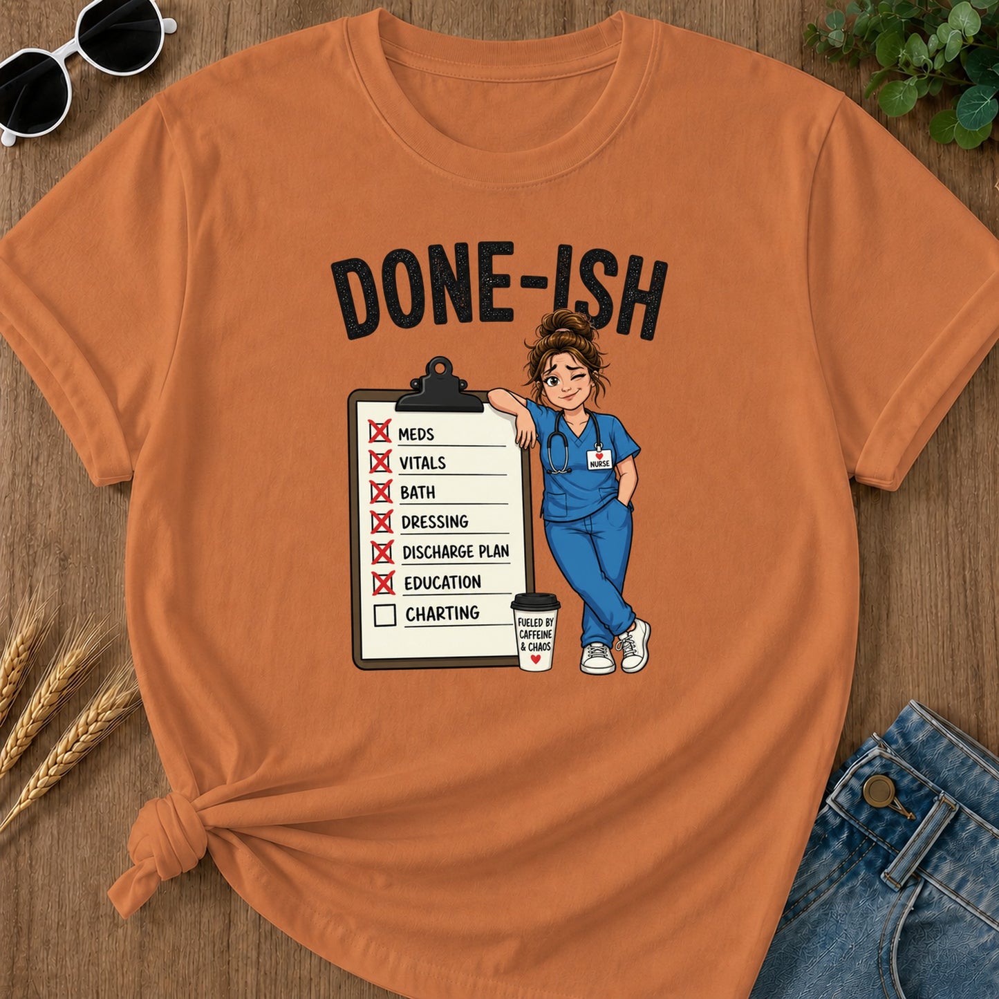 Done Ish Charting Checklist T-Shirt - Yam
