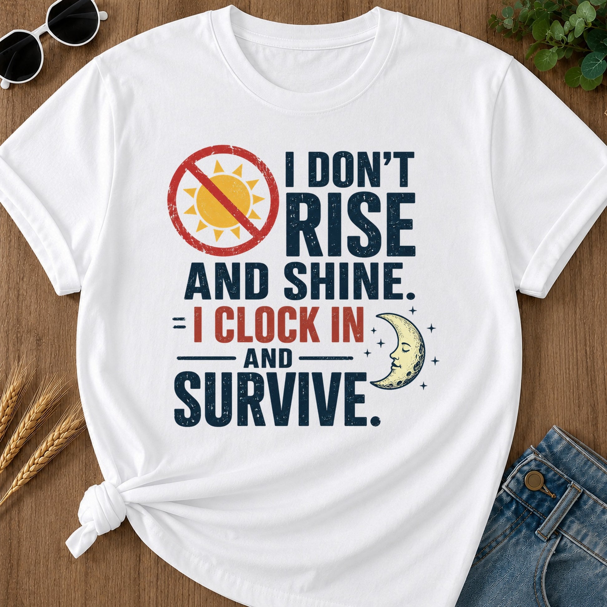 Dont Rise Clock In Survive T-Shirt - White