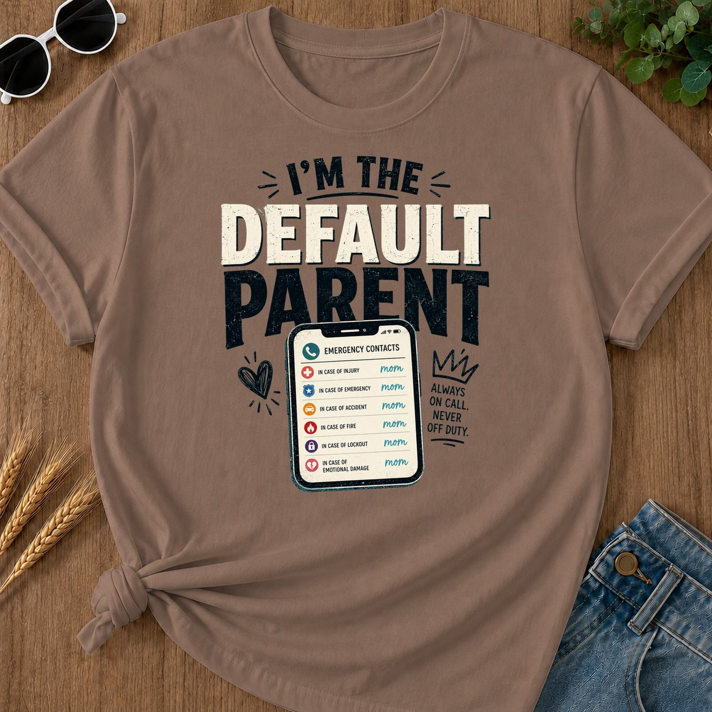 Emergency Contacts Mom T-Shirt - Espresso
