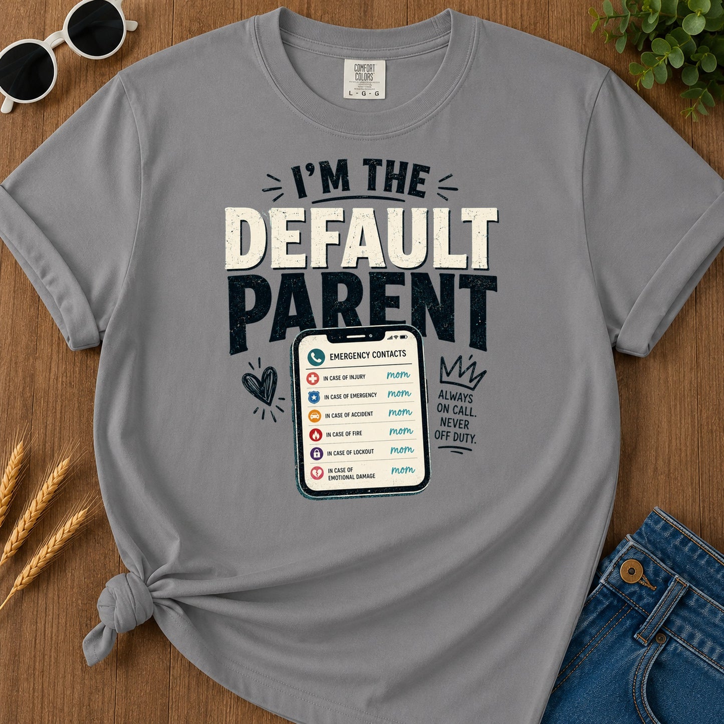 Emergency Contacts Mom T-Shirt - Grey