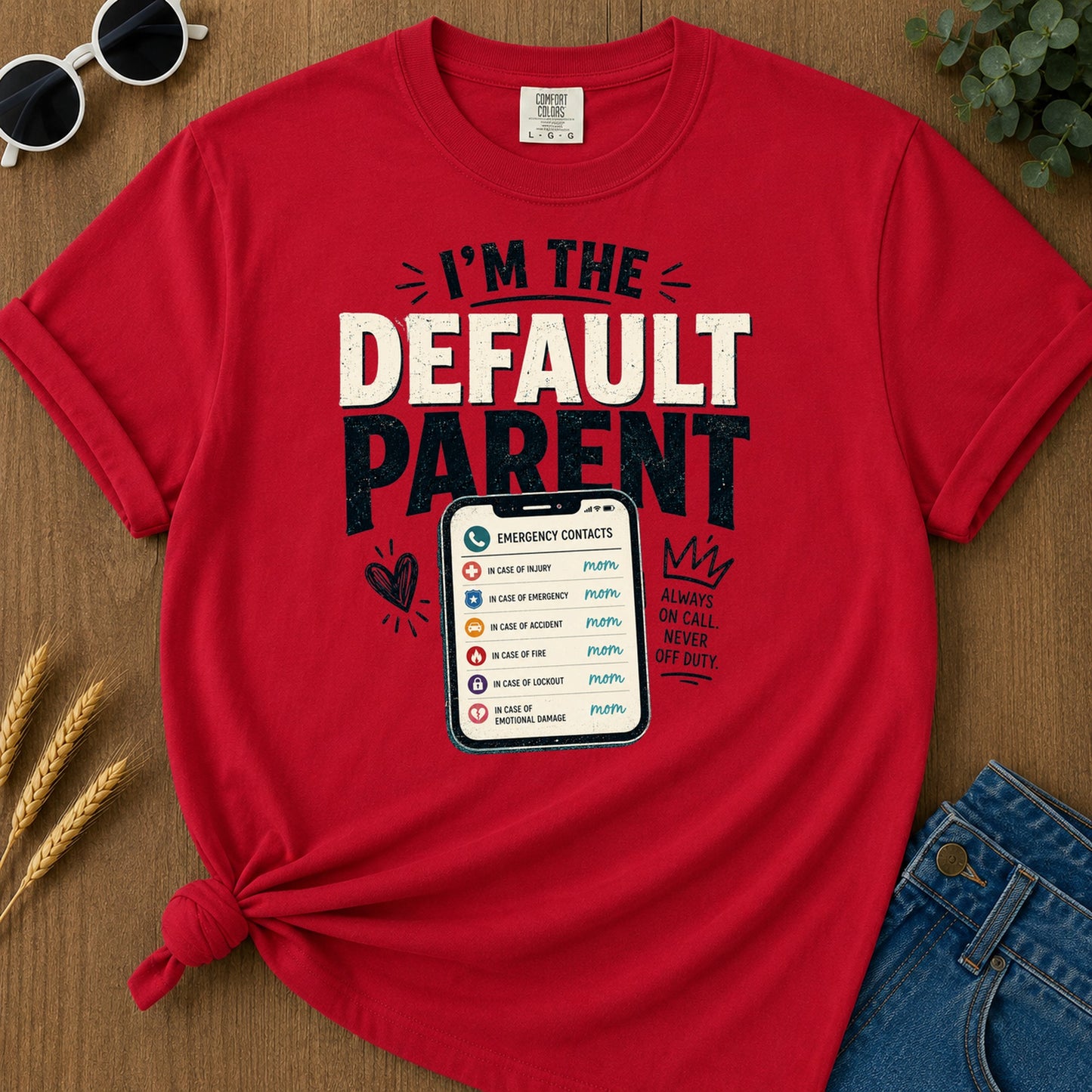 Emergency Contacts Mom T-Shirt - Red