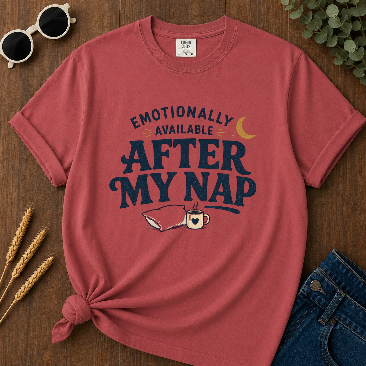 Emotionally Available After Nap T-Shirt - Crimson