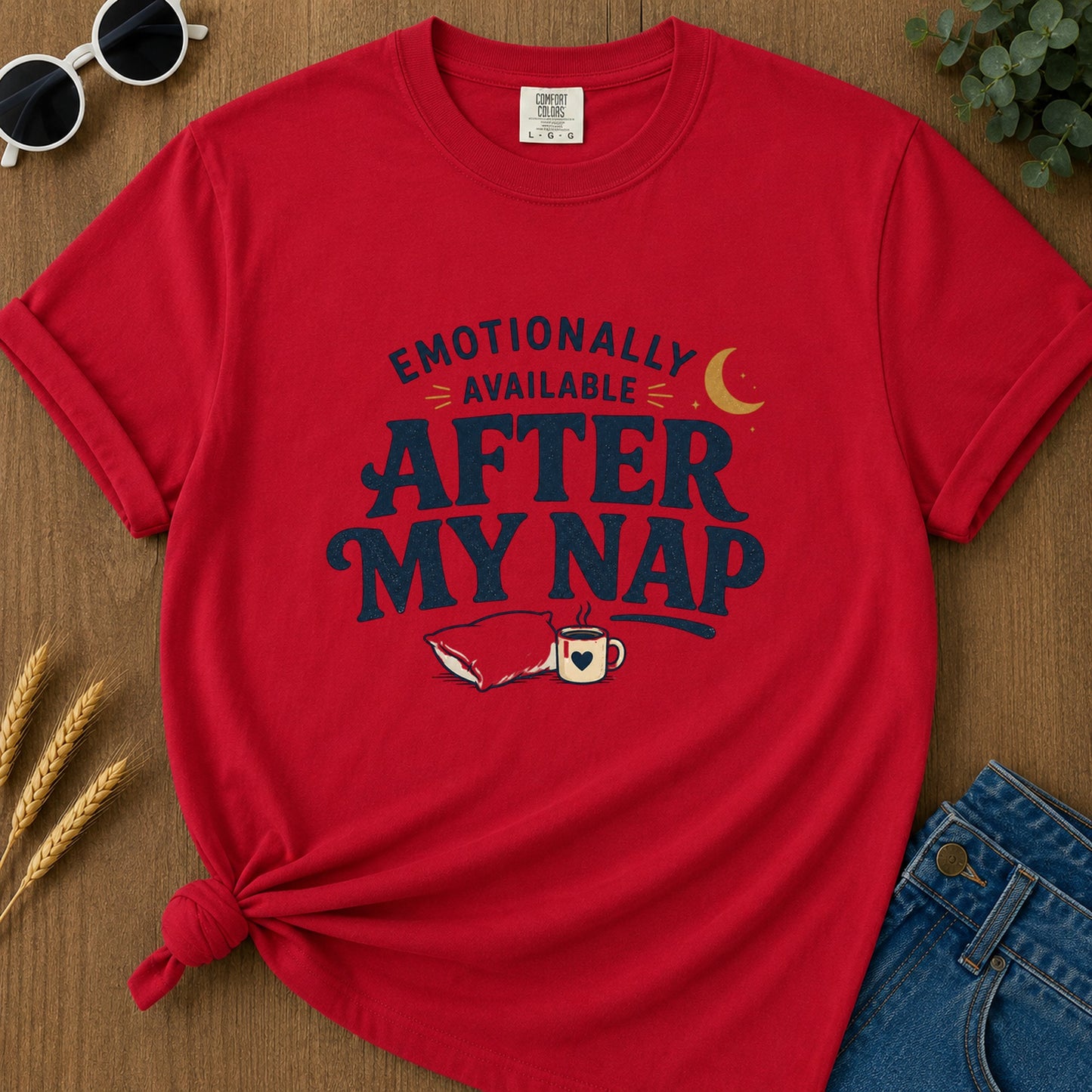 Emotionally Available After Nap T-Shirt - Red