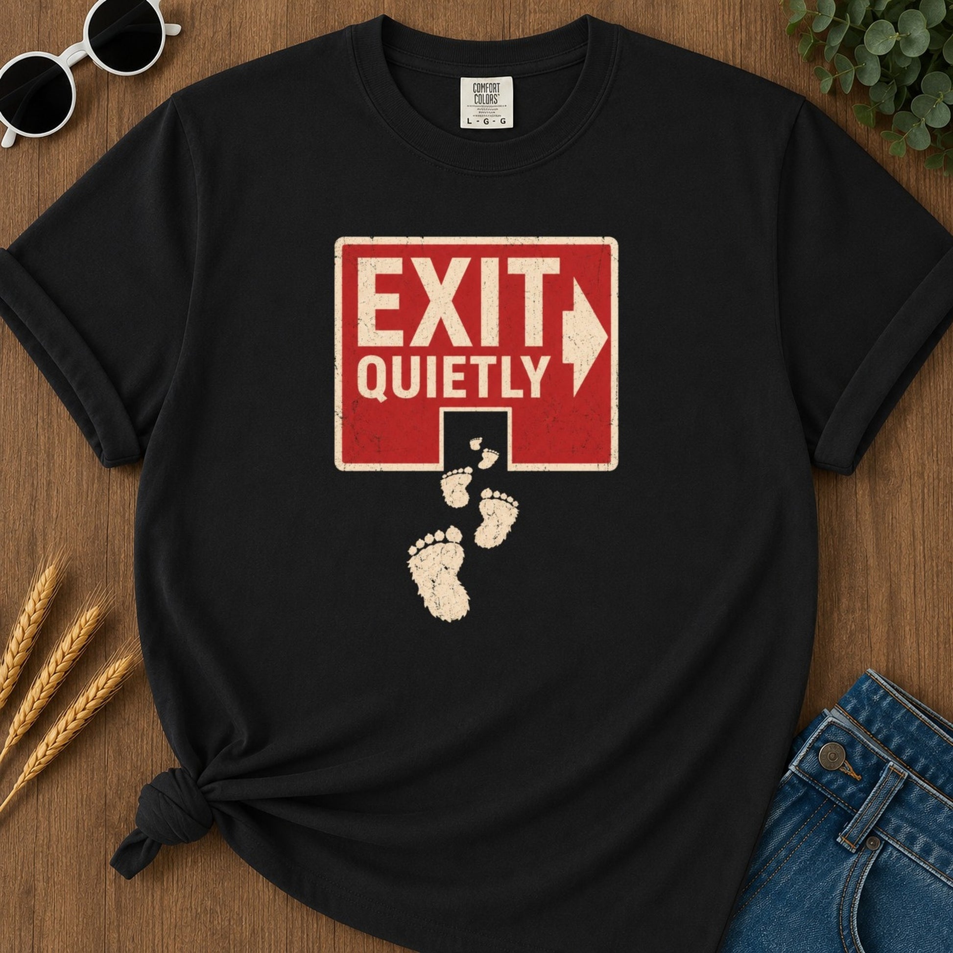 Exit Quietly T-shirt - Black Mockup