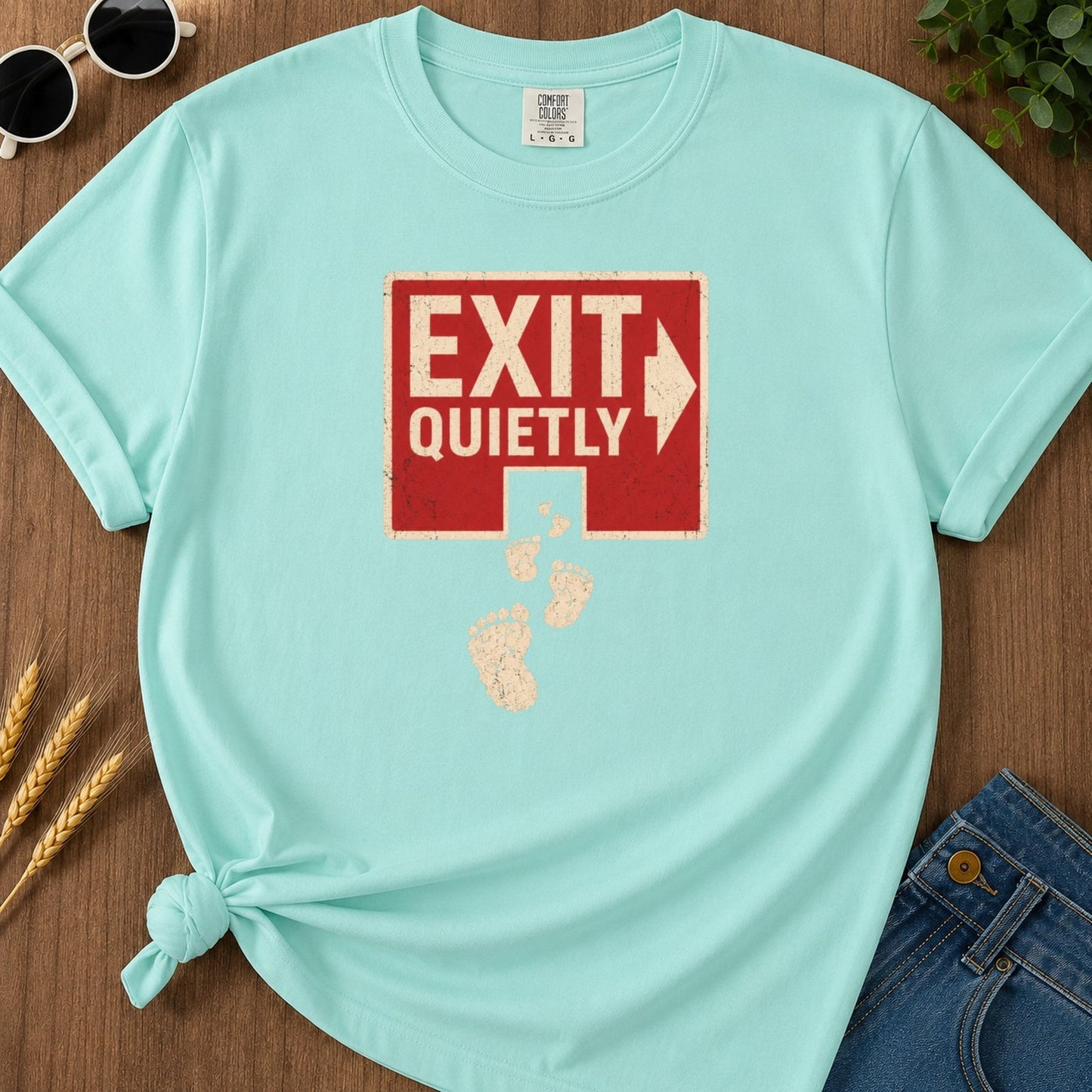 Exit Quietly T-shirt - Chalky Mint Mockup