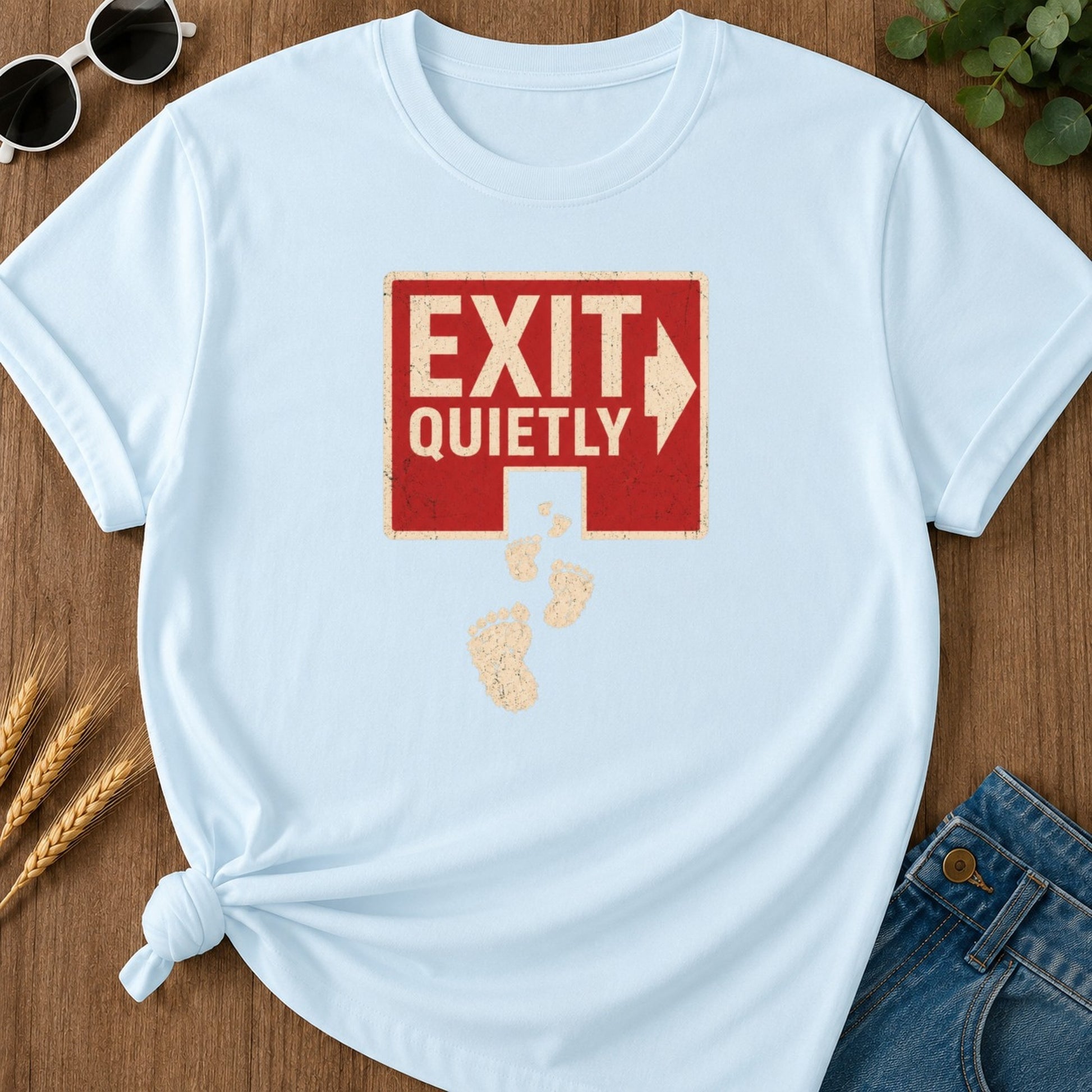 Exit Quietly T-shirt - Chambray Mockup