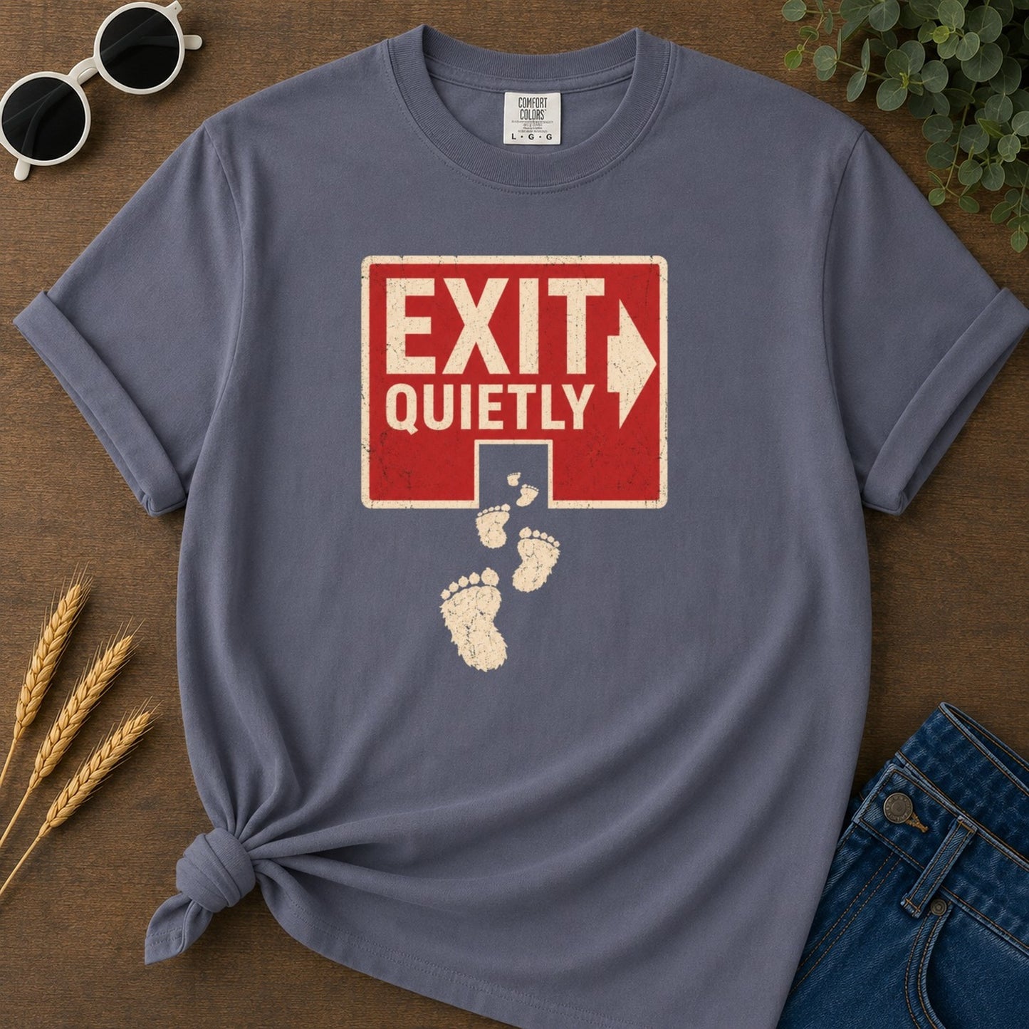 Exit Quietly T-shirt - Navy Mockup
