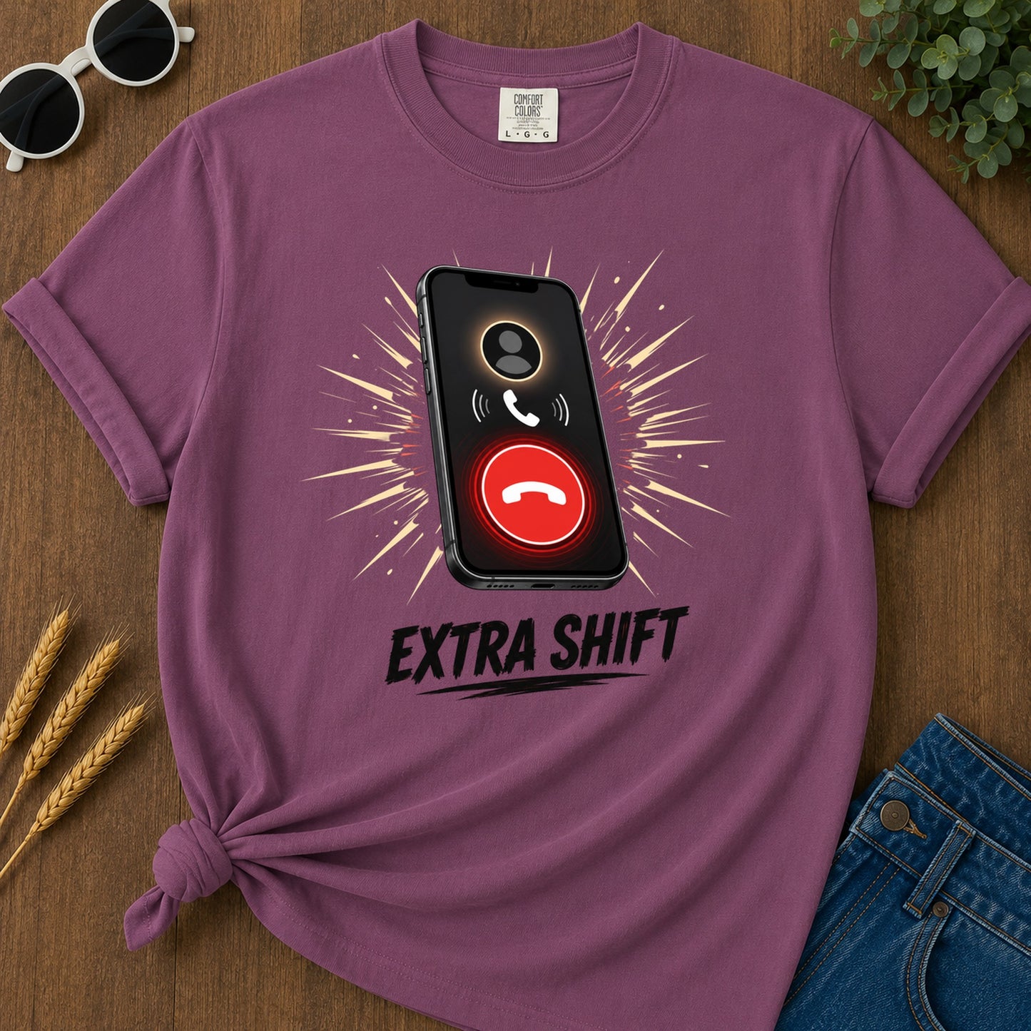 Extra Shift Call T-Shirt - Berry