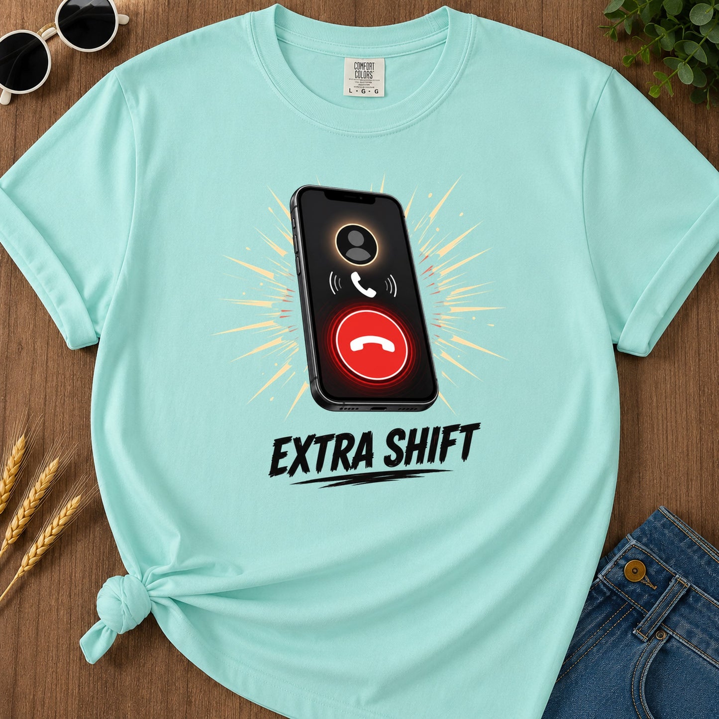 Extra Shift Call T-Shirt - Chalky Mint