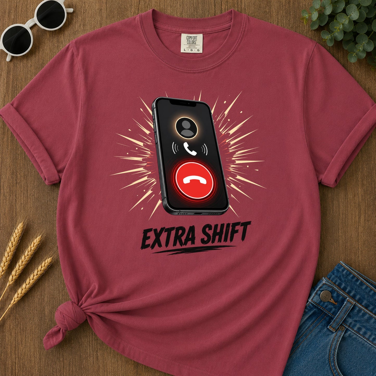 Extra Shift Call T-Shirt - Chili