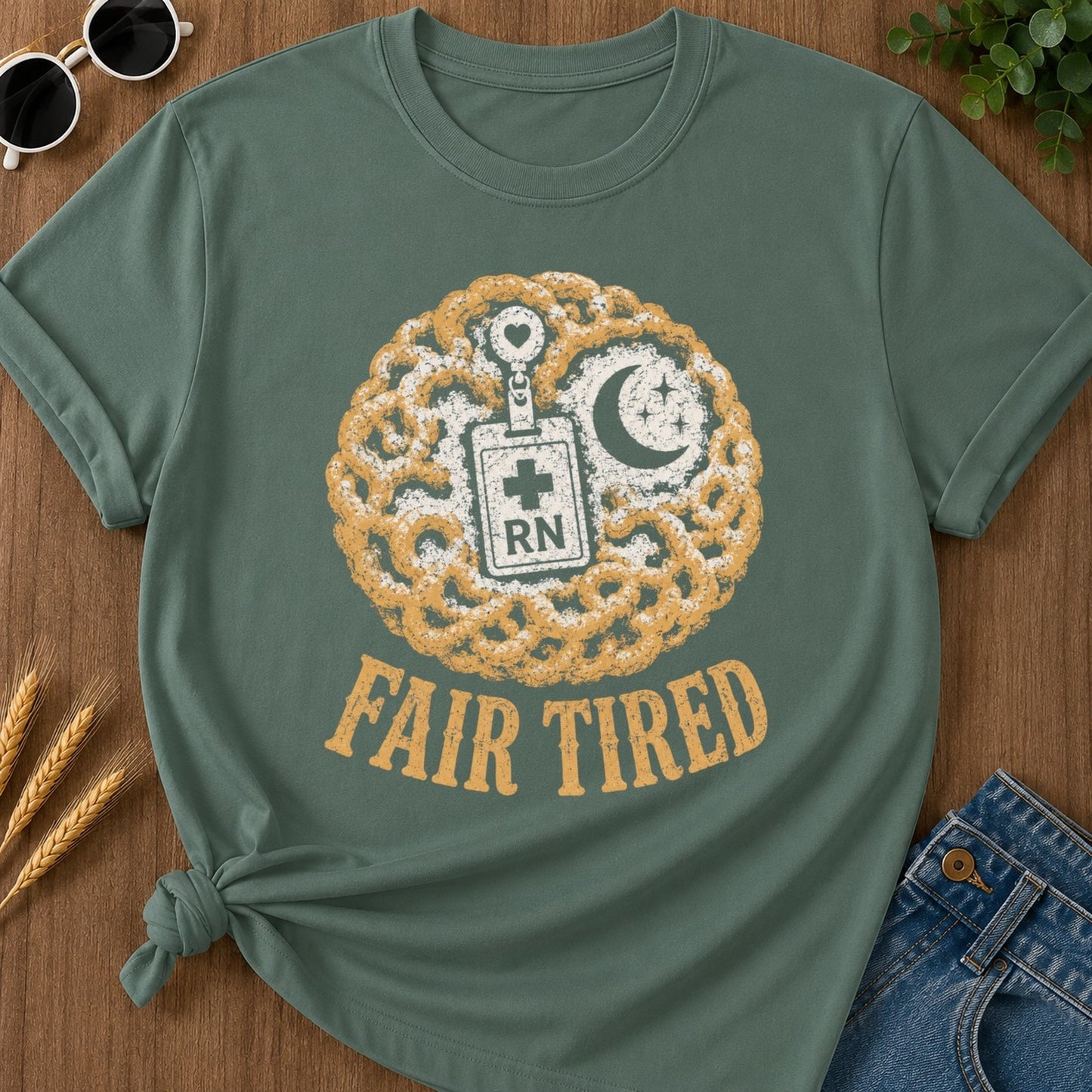 Fair Tired T-shirt - Blue Spruce Mockup