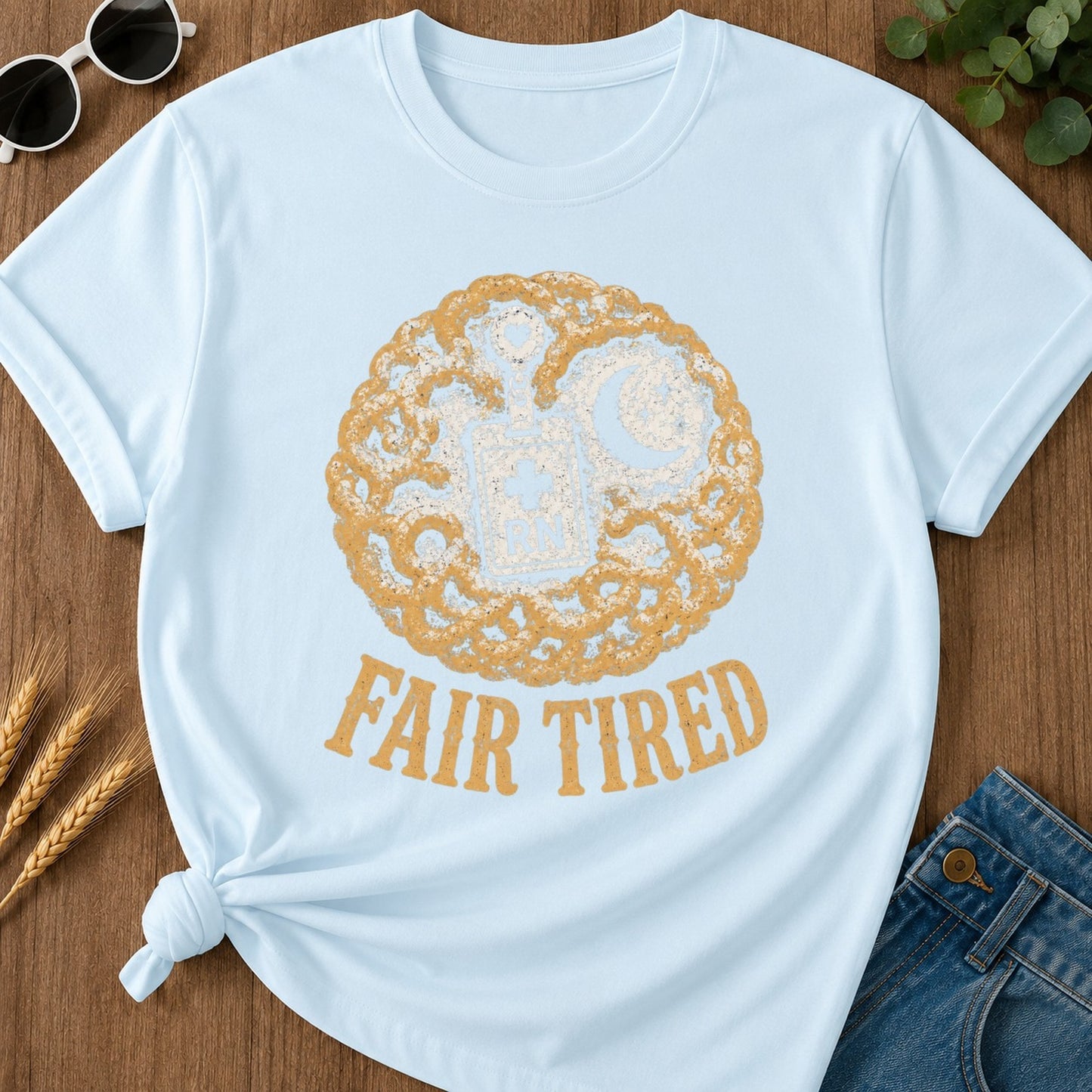 Fair Tired T-shirt - Chambray Mockup