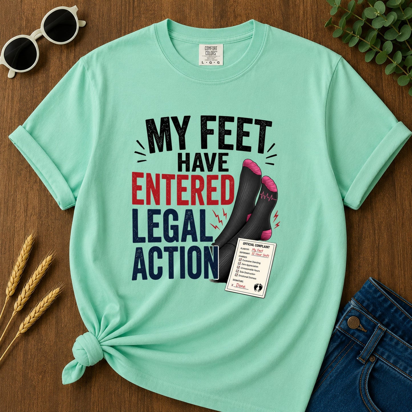 Feet Entered Legal Action T-Shirt - Island Reef