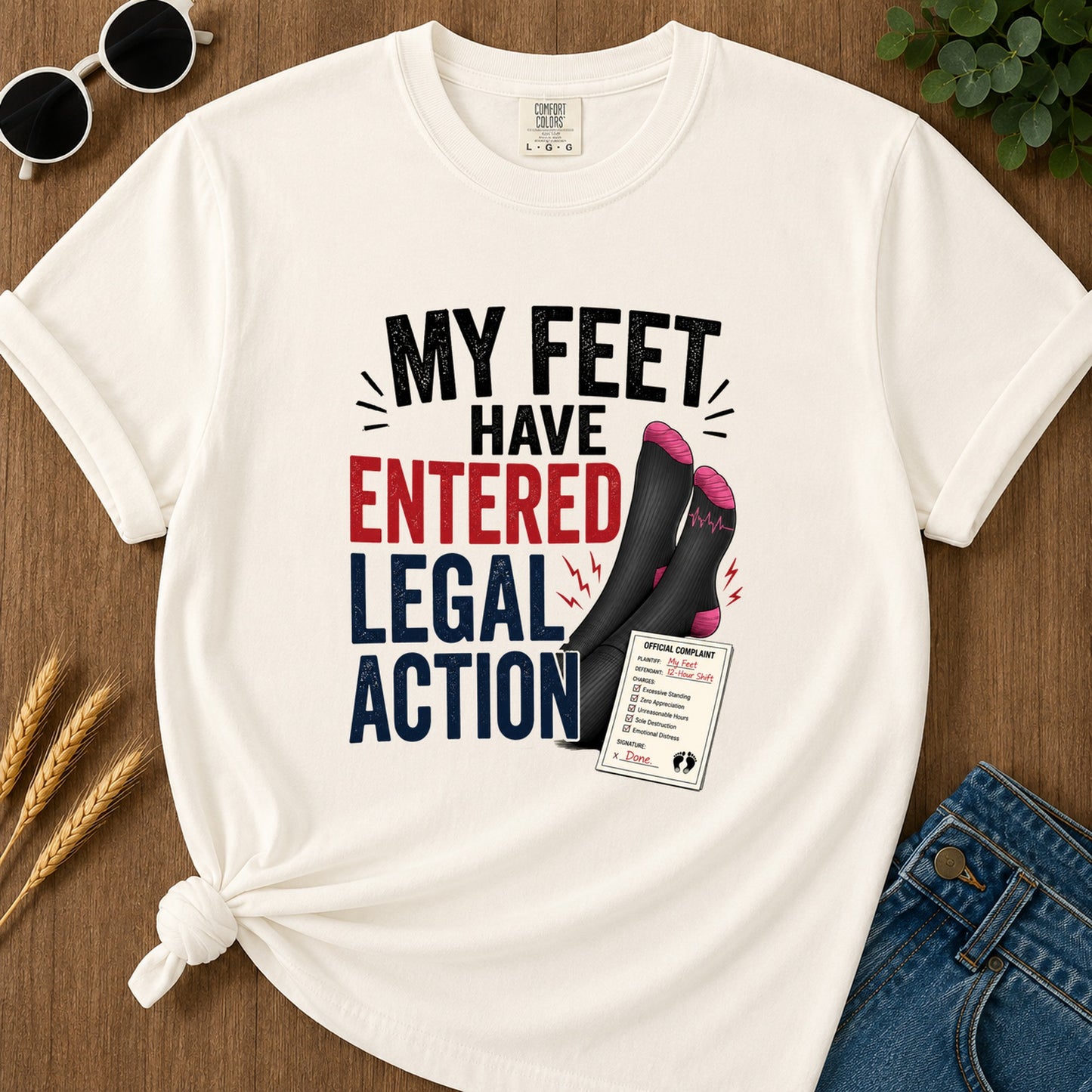 Feet Entered Legal Action T-Shirt - Ivory